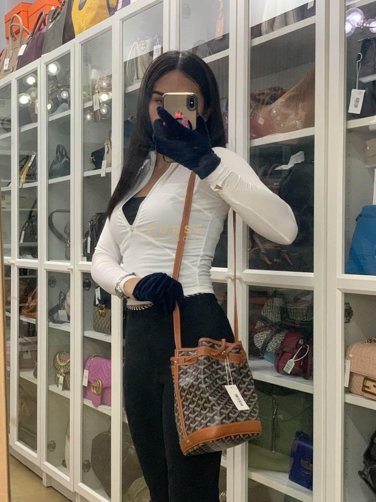 Petit Flot Bucket Bag in Tan Goyardine Canvas | Purse Maison Luxury Bags Shop