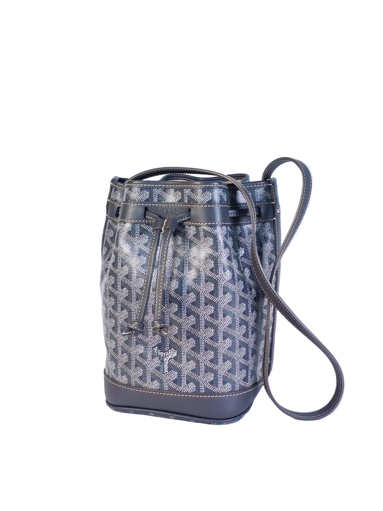 Petit Flot Bucket Sling Bag PM in Gray/Gris Goyardine Canvas | Purse Maison Luxury Bags Shop