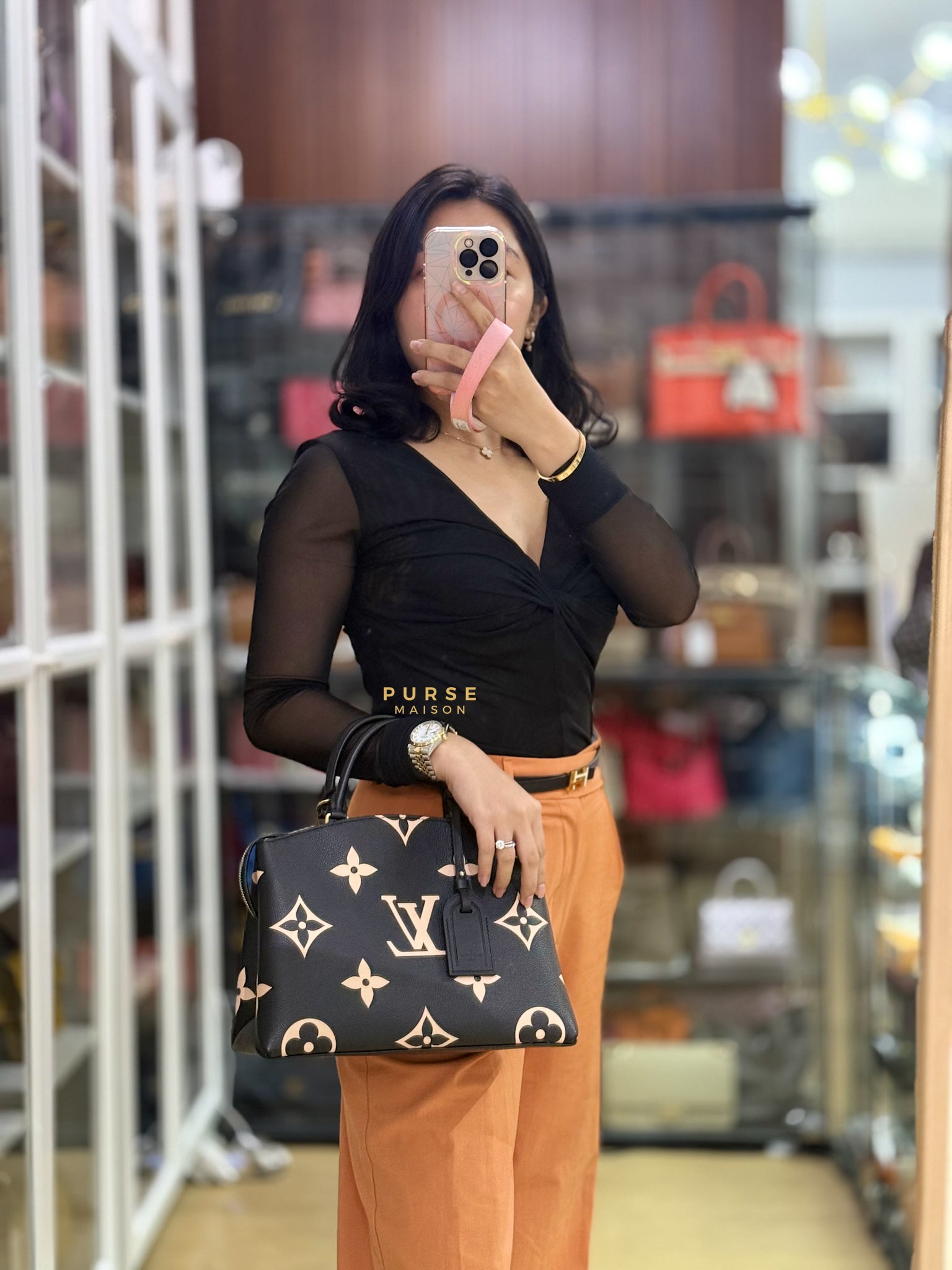 Petit Palais PM in Monogram Empreinte Bicolor Leather (Microchip) | Purse Maison Luxury Bags Shop