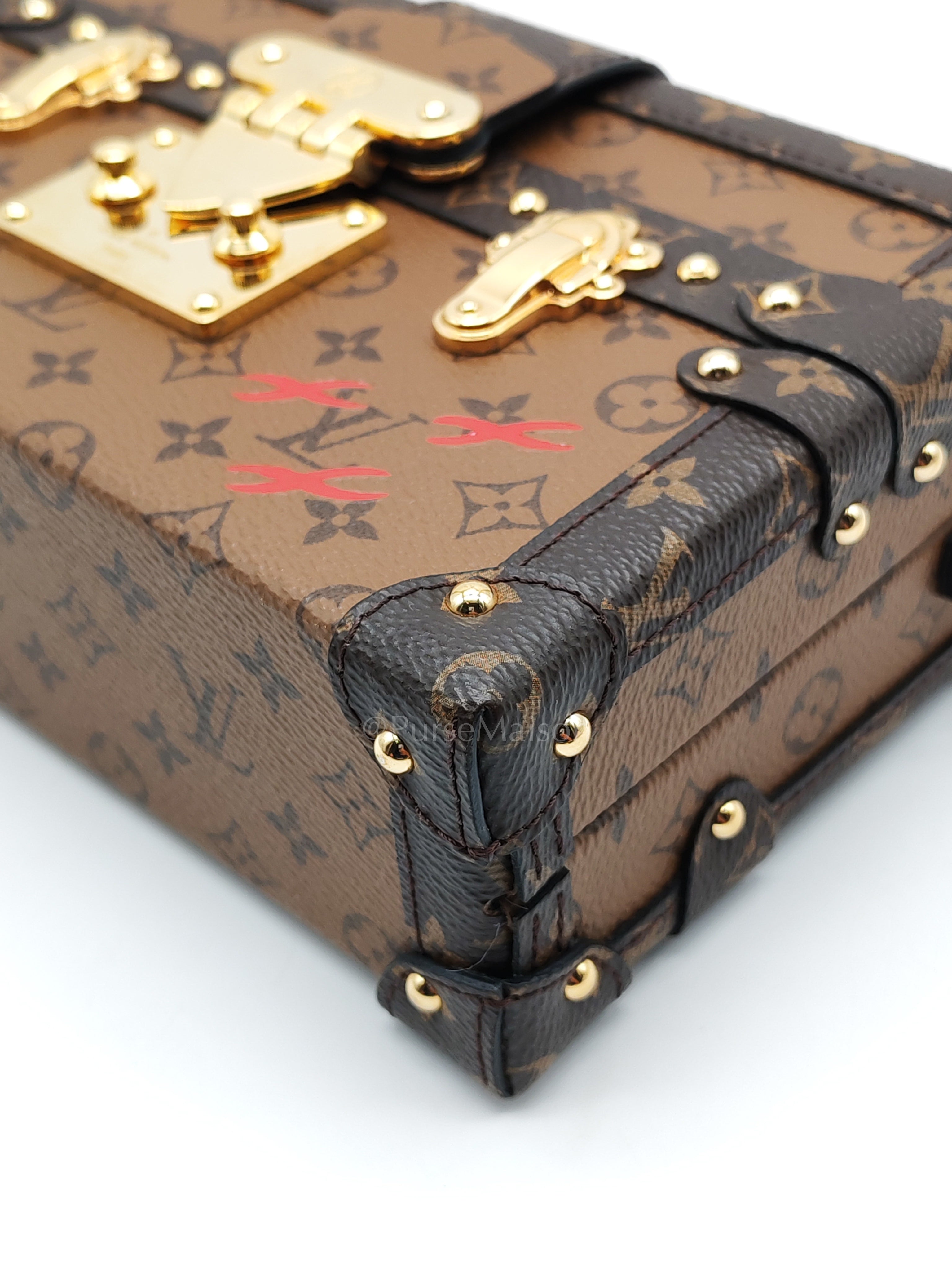 Petite Malle Bag in Reverse Monogram Canvas & Gold Hardware Microchip | Purse Maison Luxury Bags Shop