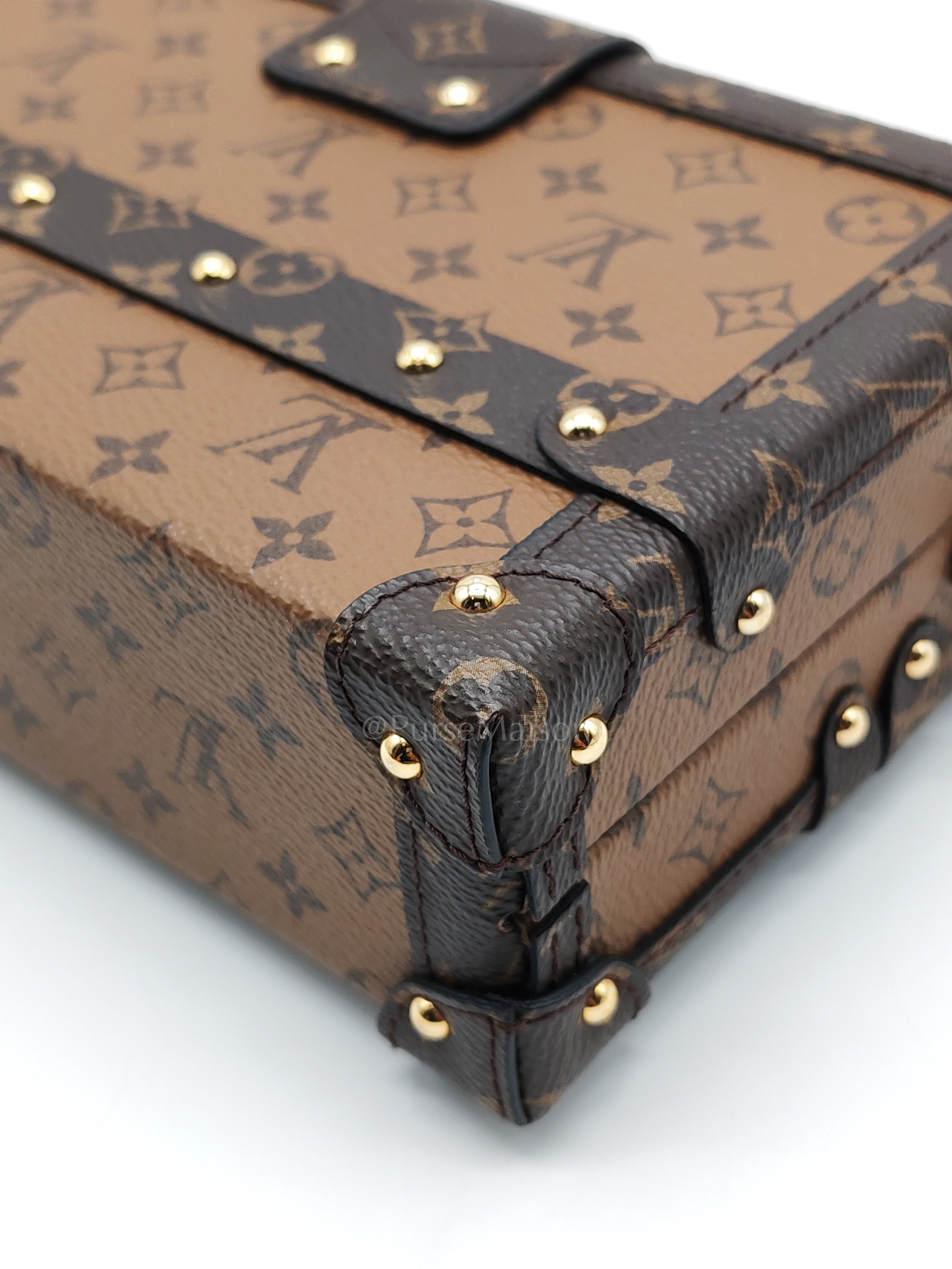 Petite Malle Bag in Reverse Monogram Canvas & Gold Hardware Microchip | Purse Maison Luxury Bags Shop