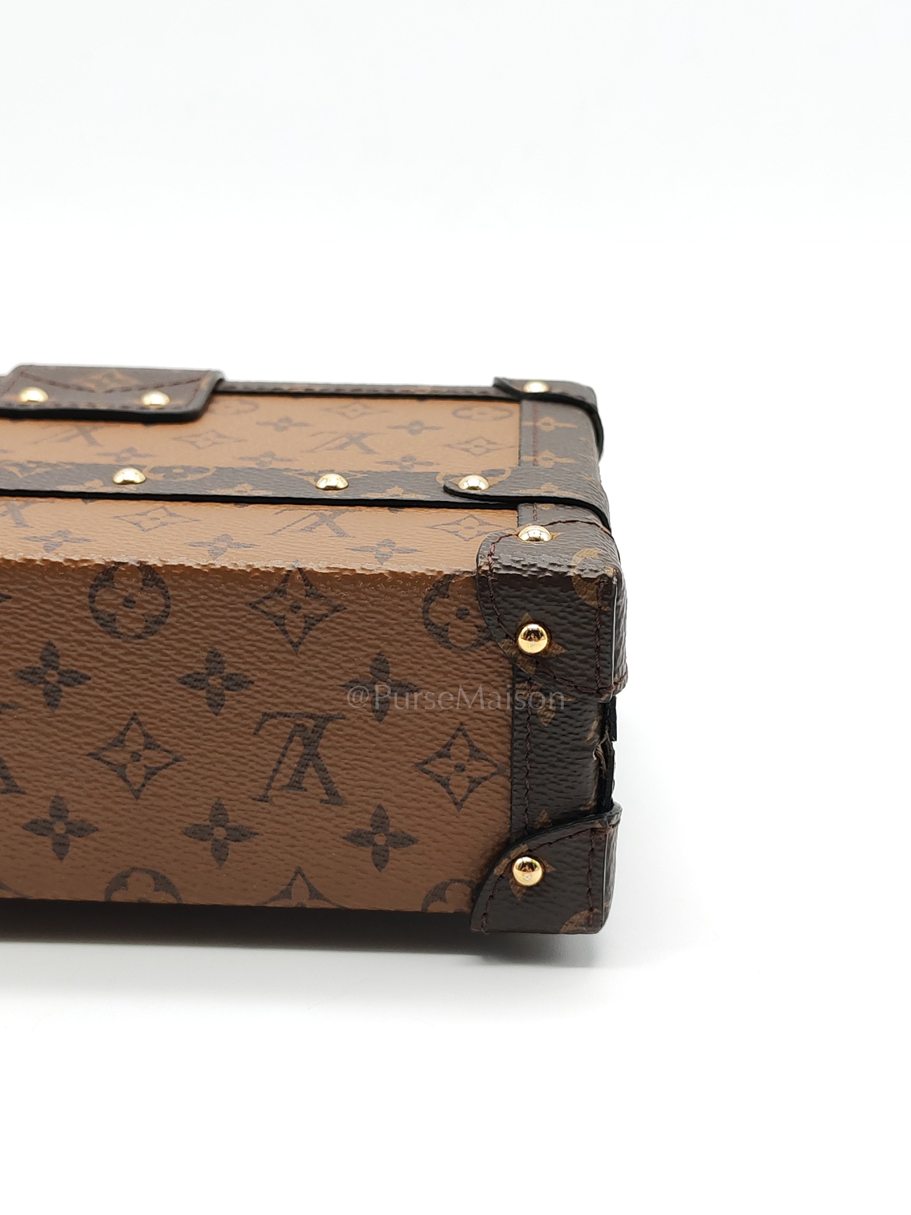 Petite Malle Bag in Reverse Monogram Canvas & Gold Hardware Microchip | Purse Maison Luxury Bags Shop
