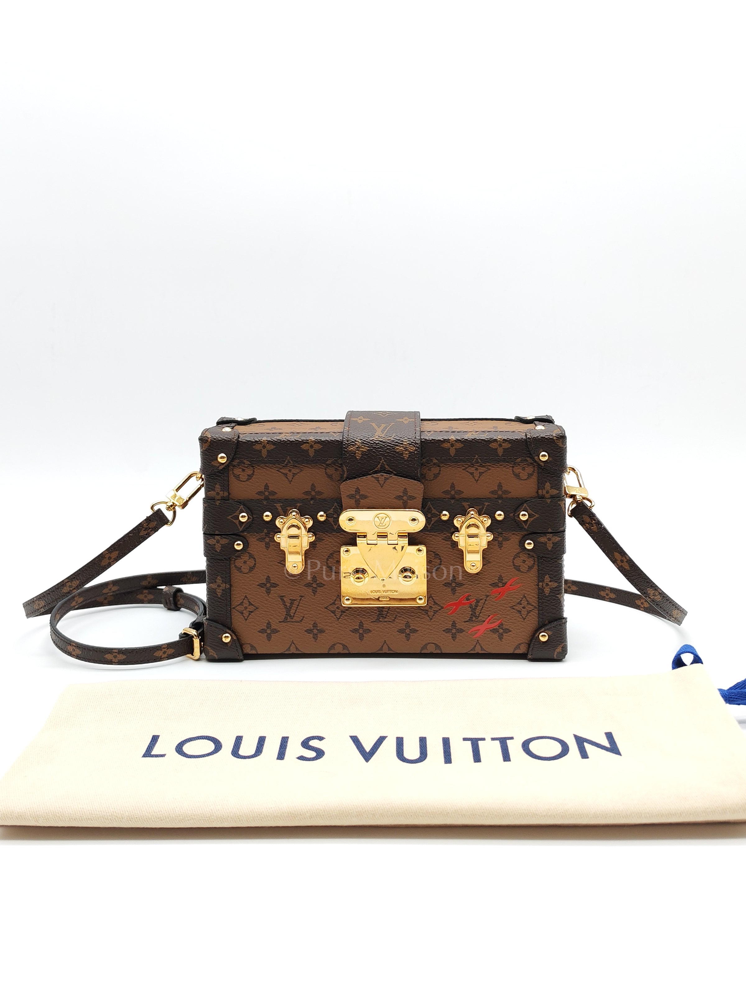Petite Malle Bag in Reverse Monogram Canvas & Gold Hardware Microchip | Purse Maison Luxury Bags Shop