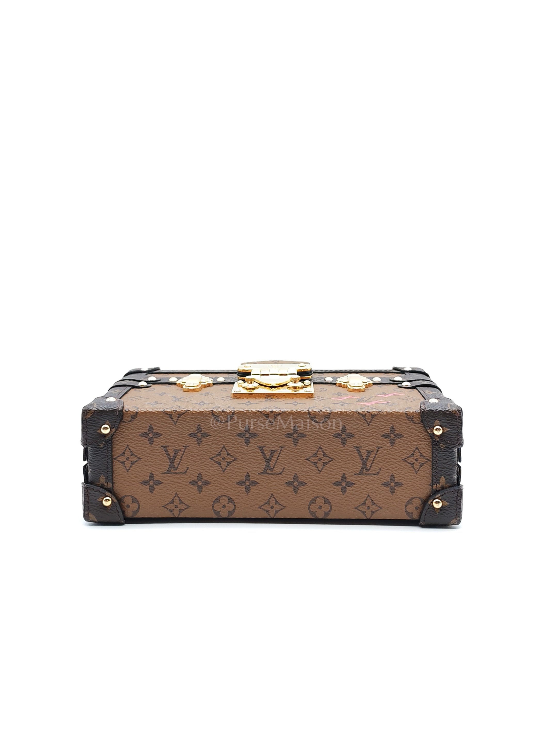 Petite Malle Bag in Reverse Monogram Canvas & Gold Hardware Microchip | Purse Maison Luxury Bags Shop