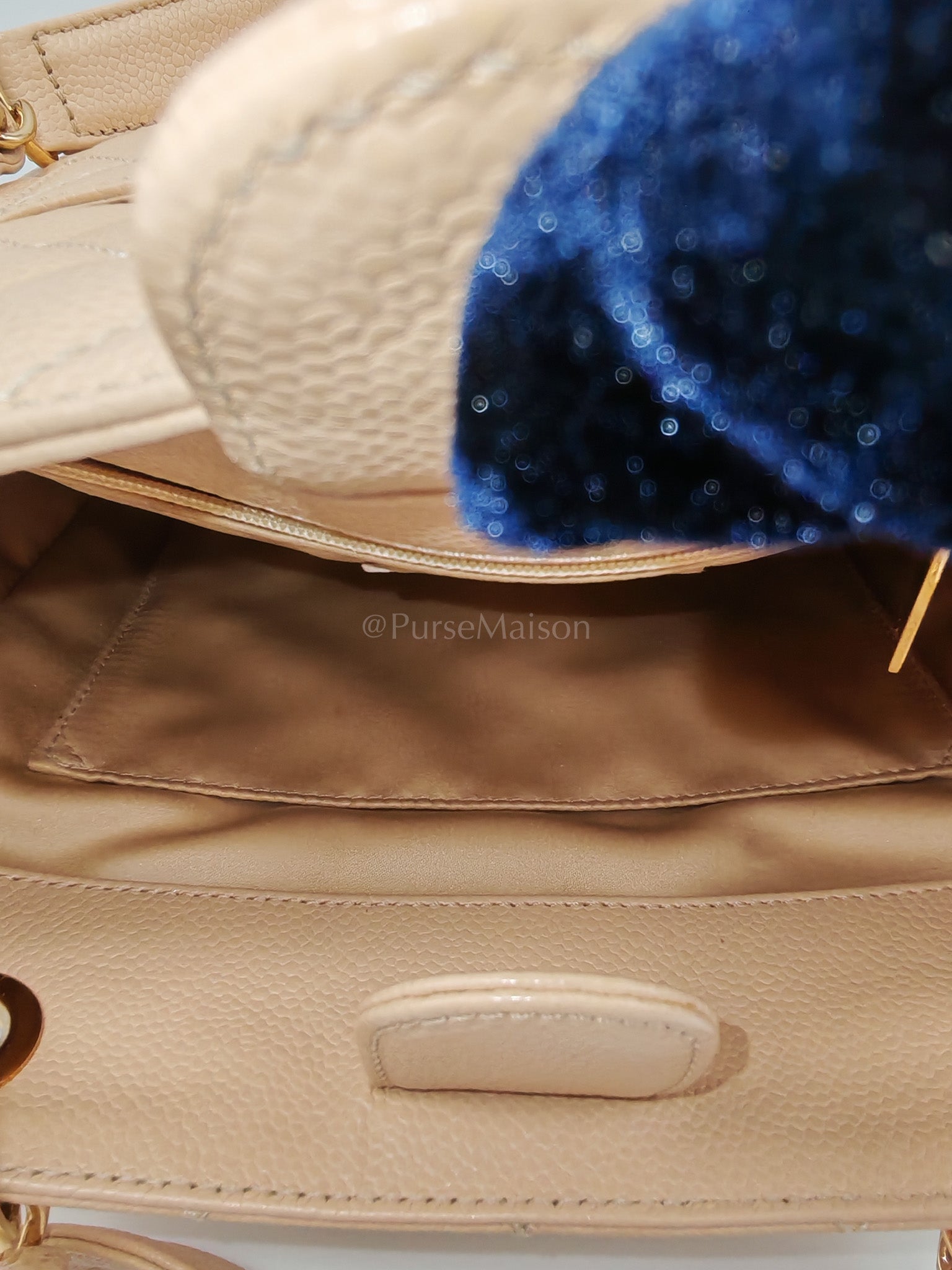 Petite Shopping Tote (PST) Beige Clair in Quilted Caviar Leather and Gold Hardware Series 14 | Purse Maison Luxury Bags Shop