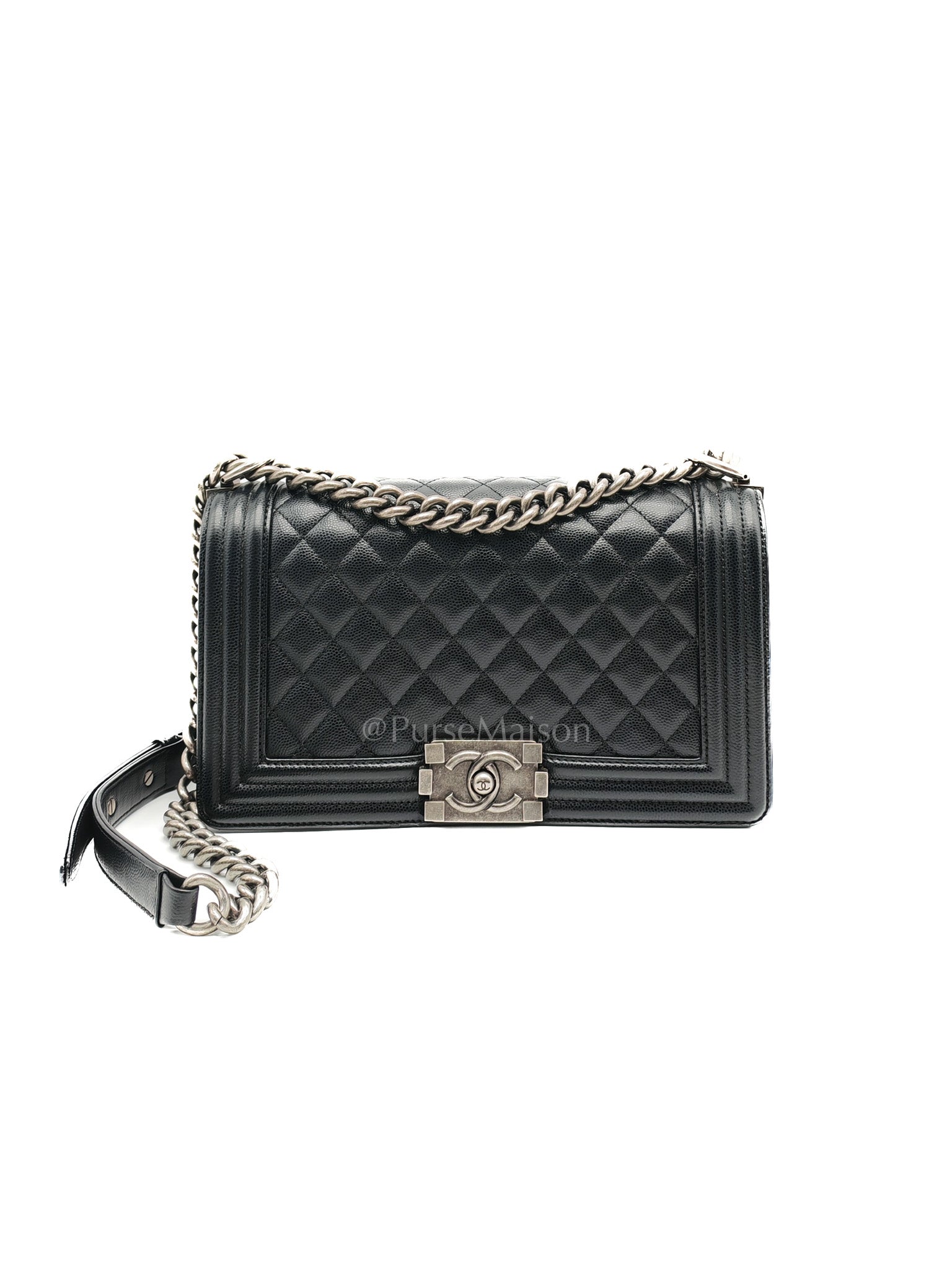 Boy Old Medium in Black Caviar Leather and Ruthenium Hardware Series 29