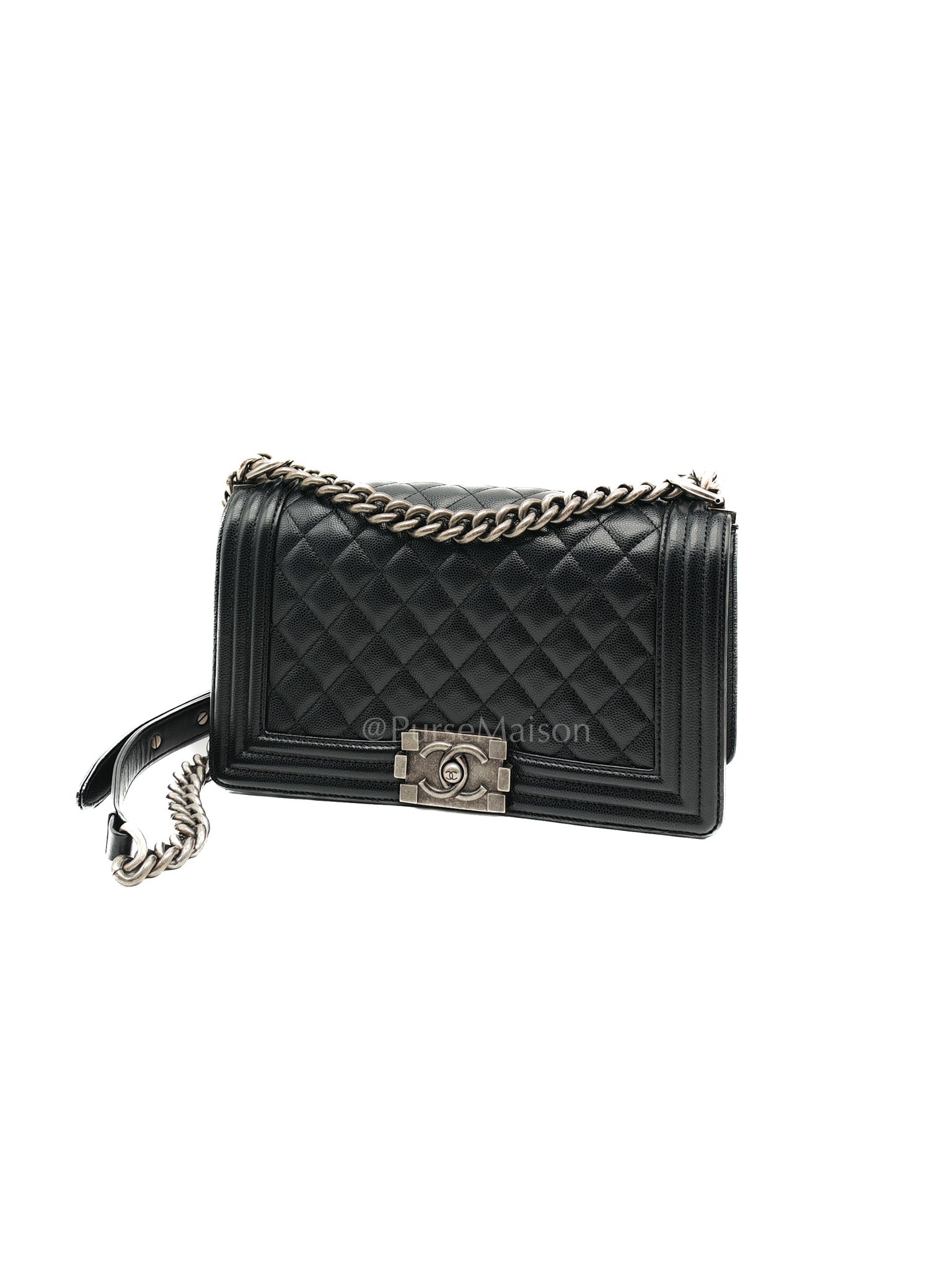 Boy Old Medium in Black Caviar Leather and Ruthenium Hardware Series 29