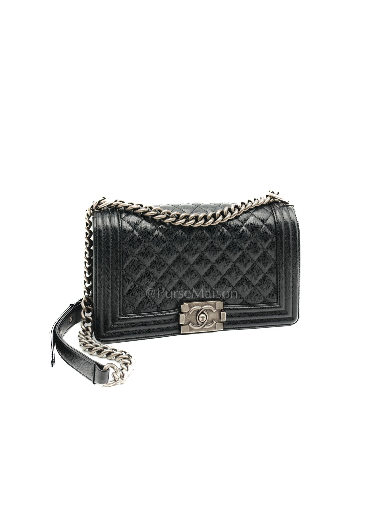 Boy Old Medium in Black Caviar Leather and Ruthenium Hardware Series 29