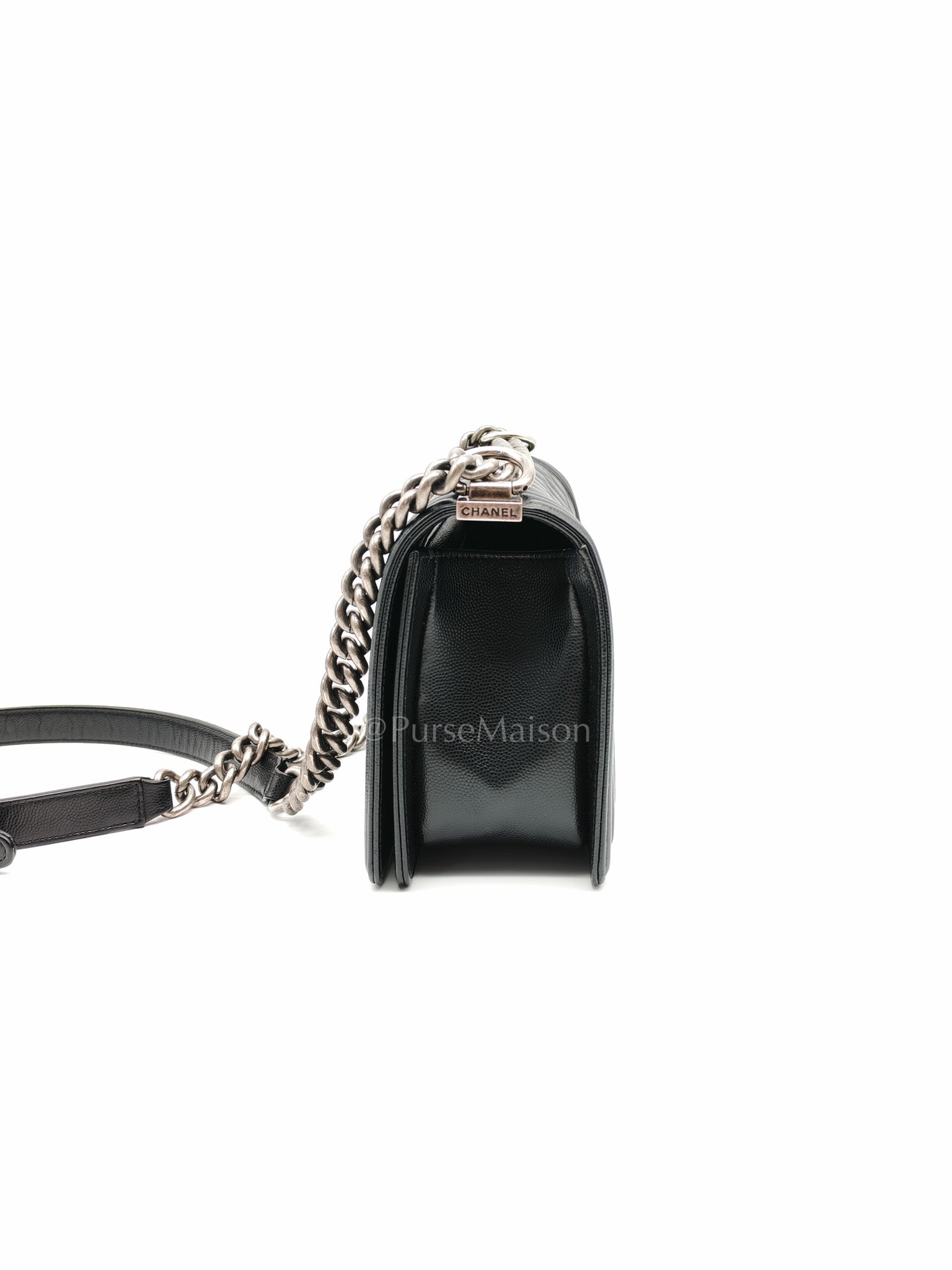 Boy Old Medium in Black Caviar Leather and Ruthenium Hardware Series 29