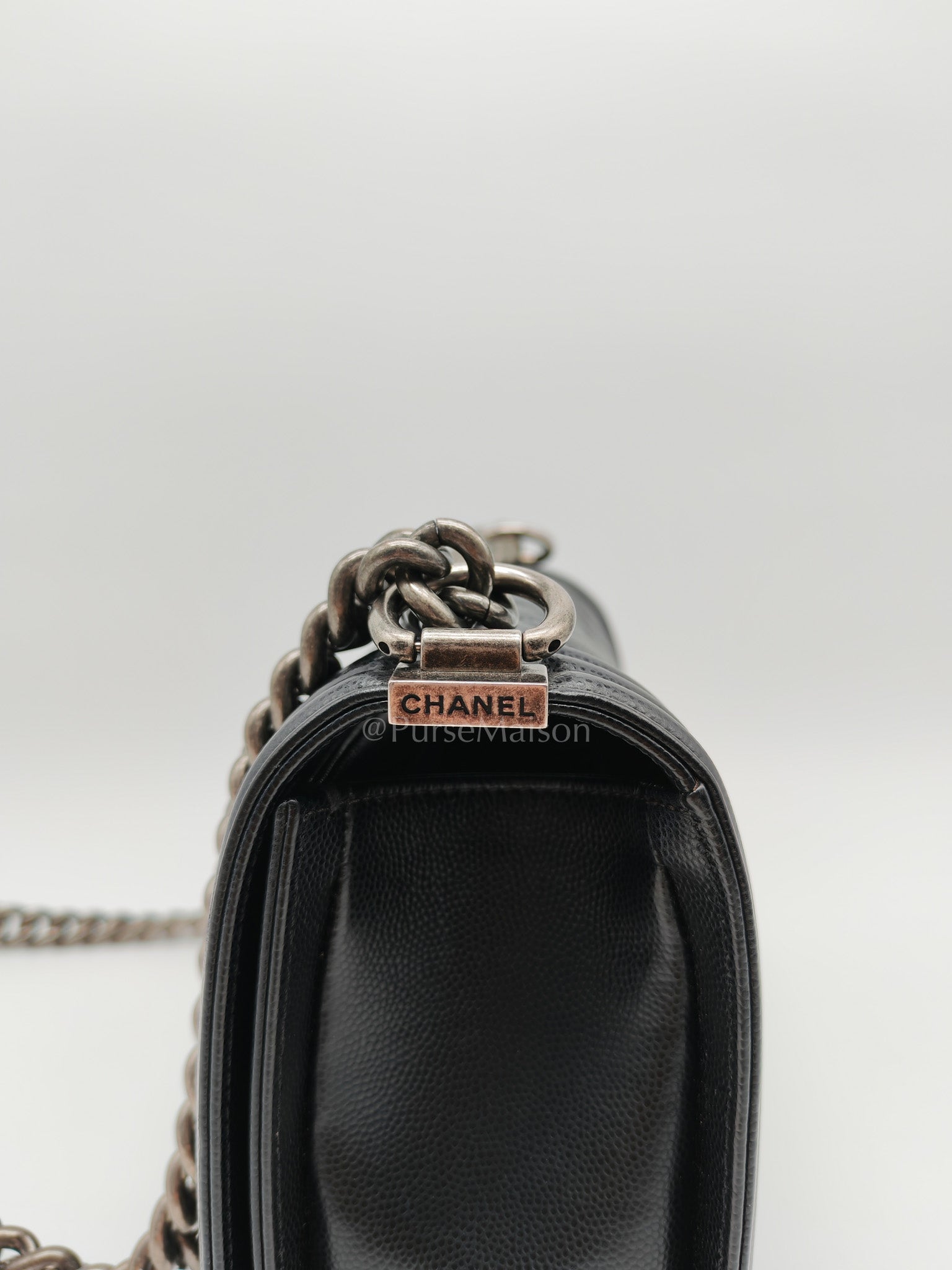 Boy Old Medium in Black Caviar Leather and Ruthenium Hardware Series 29