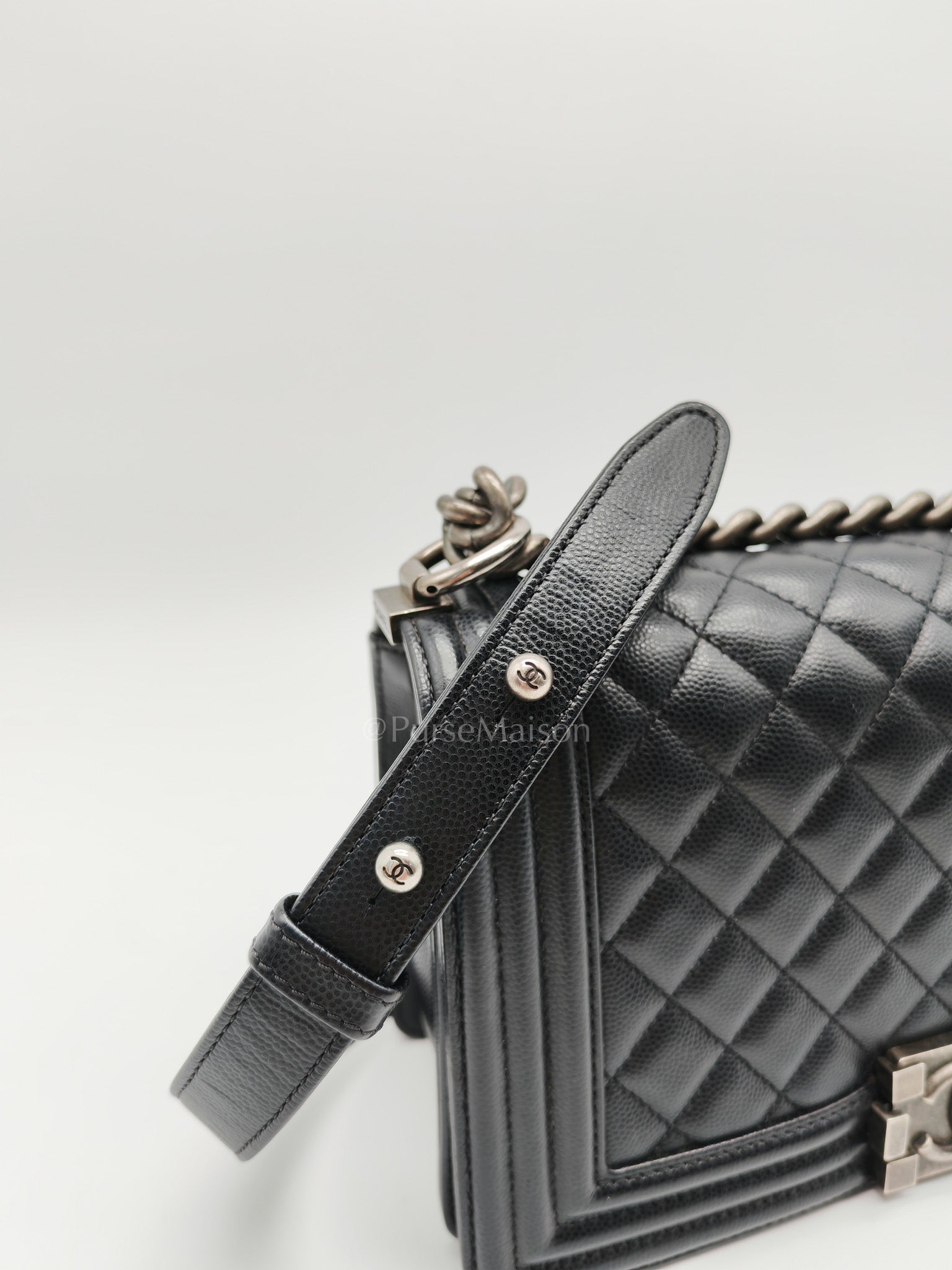 Boy Old Medium in Black Caviar Leather and Ruthenium Hardware Series 29