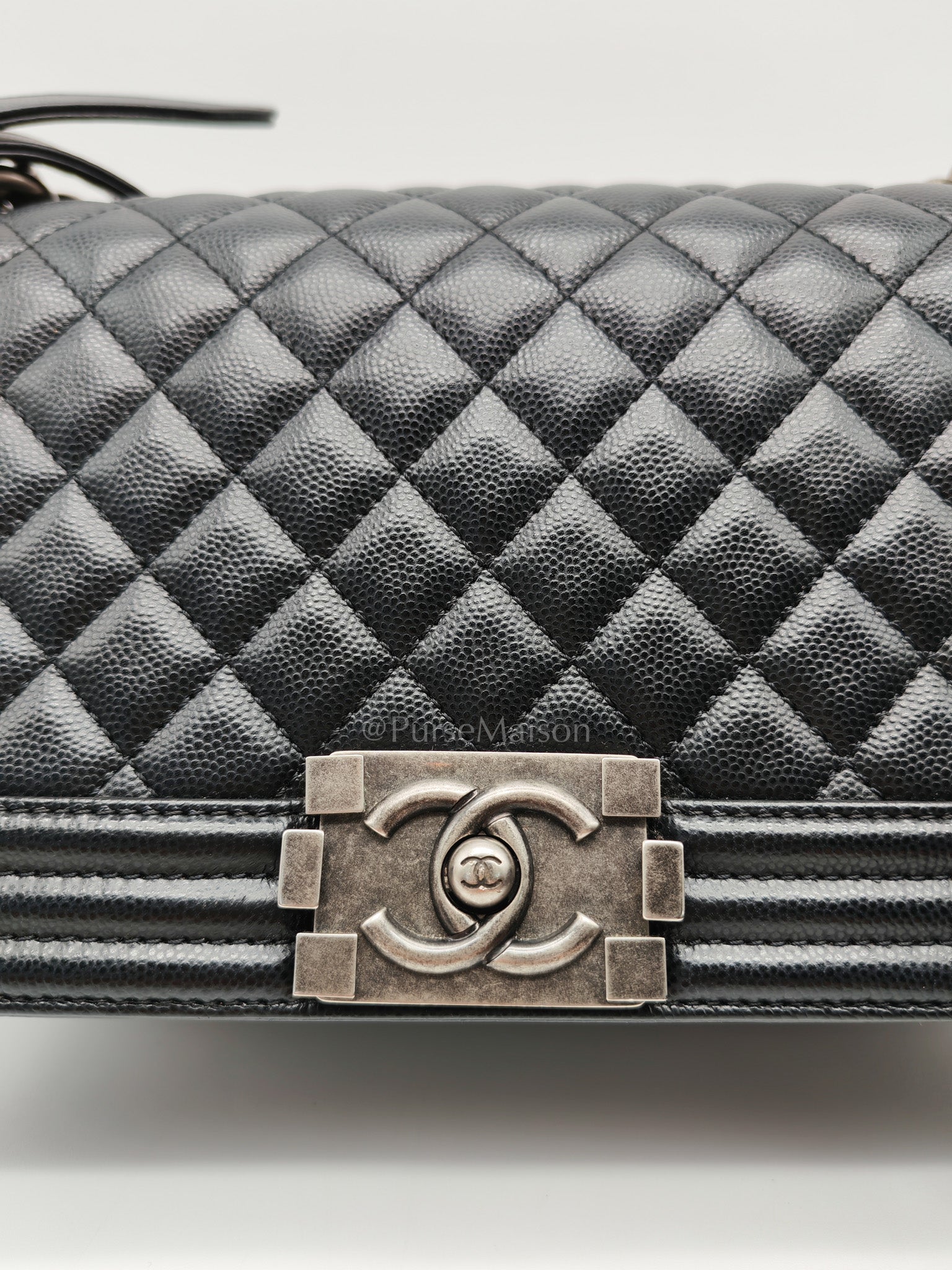 Boy Old Medium in Black Caviar Leather and Ruthenium Hardware Series 29