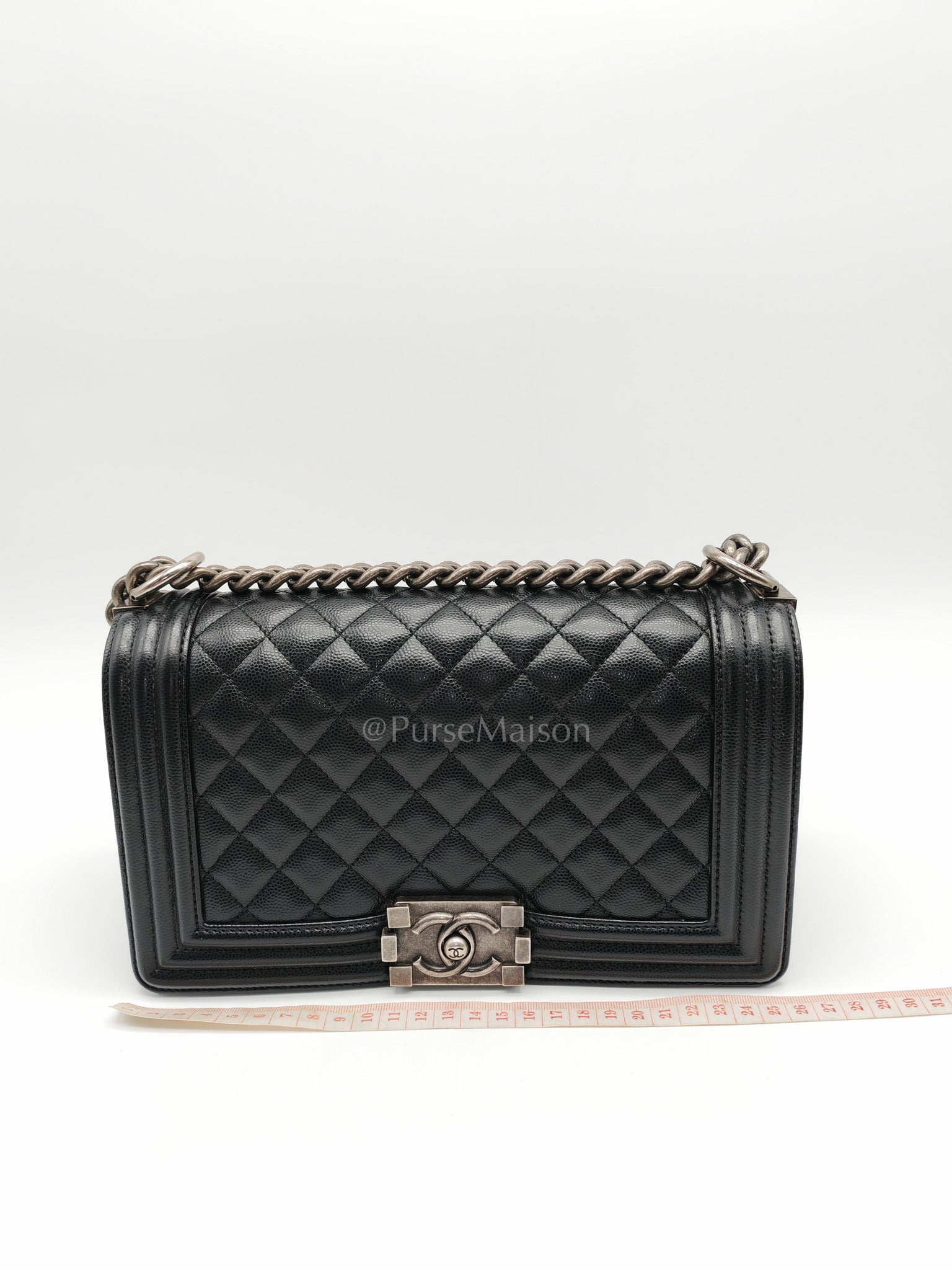 Boy Old Medium in Black Caviar Leather and Ruthenium Hardware Series 29