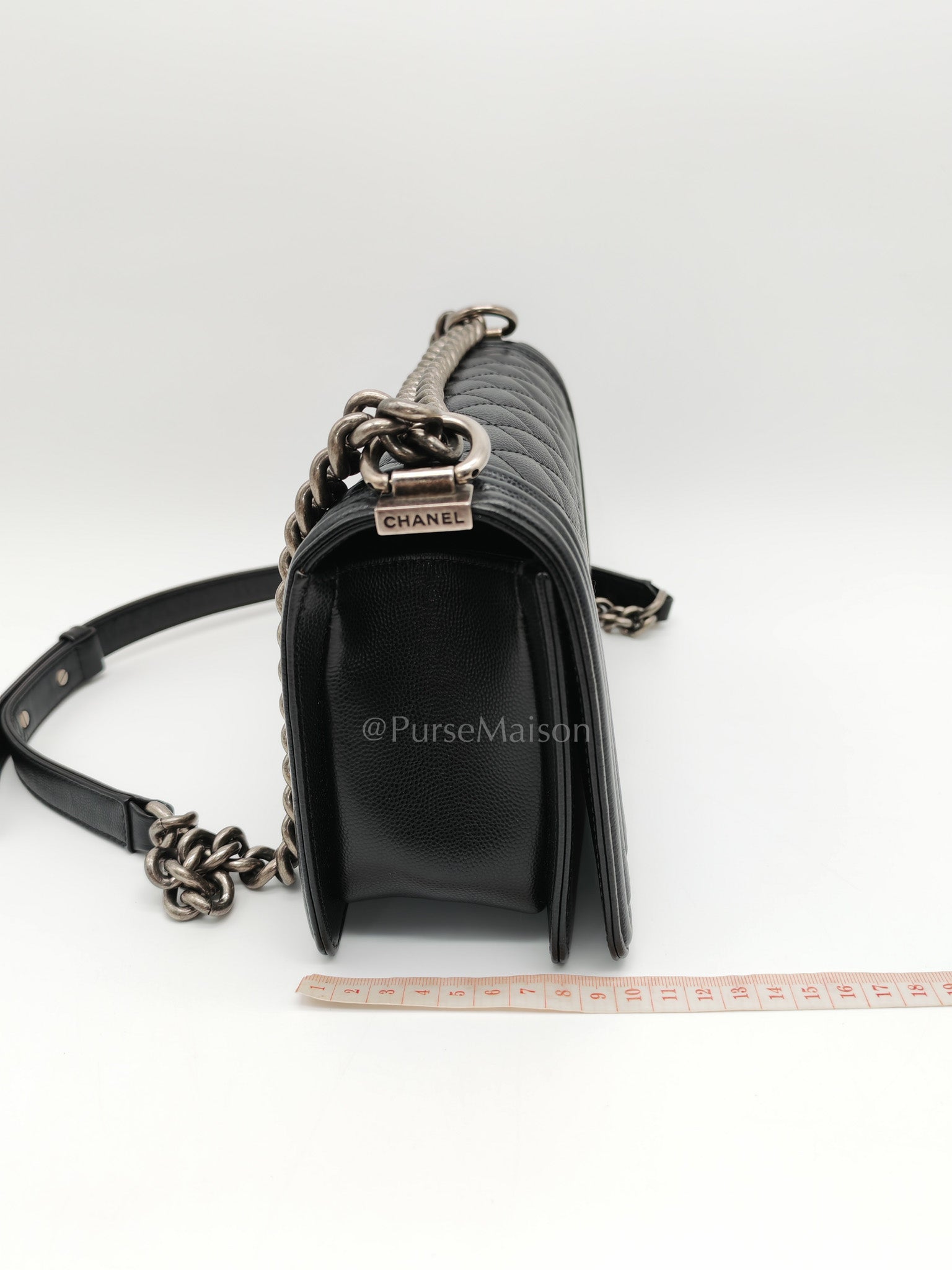 Boy Old Medium in Black Caviar Leather and Ruthenium Hardware Series 29