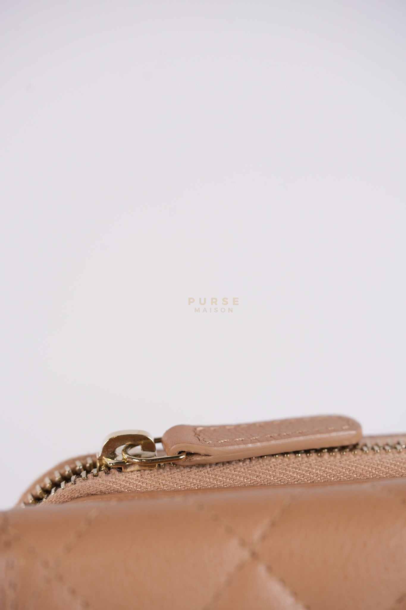 Phone Holder in Dark Beige Caviar Leather Gold Hardware (Microchip) | Purse Maison Luxury Bags Shop