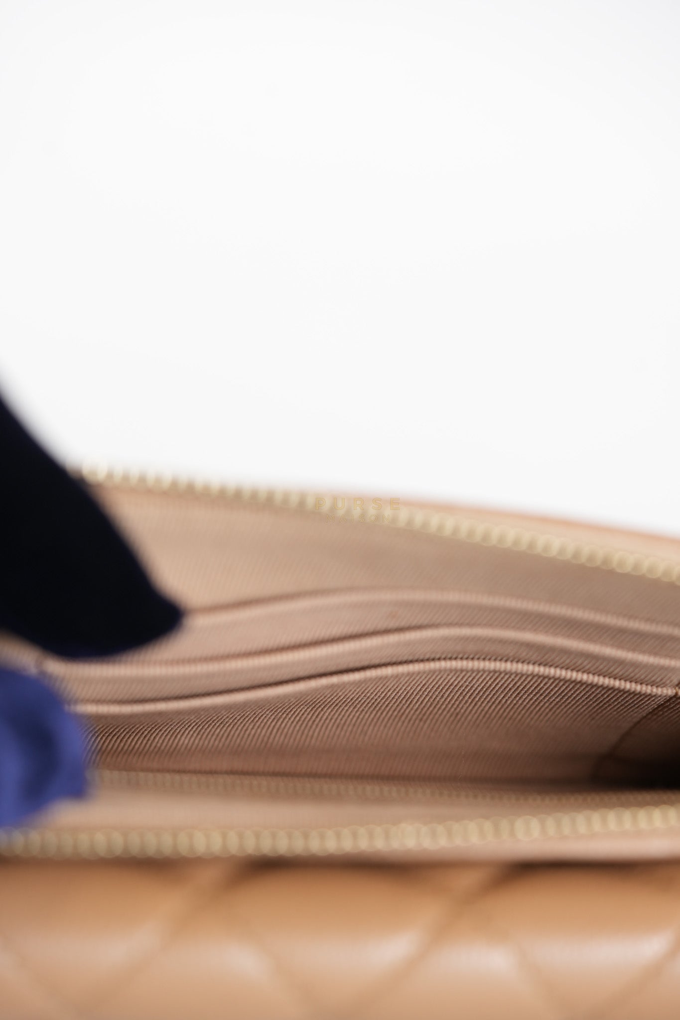 Phone Holder in Dark Beige Caviar Leather Gold Hardware (Microchip) | Purse Maison Luxury Bags Shop