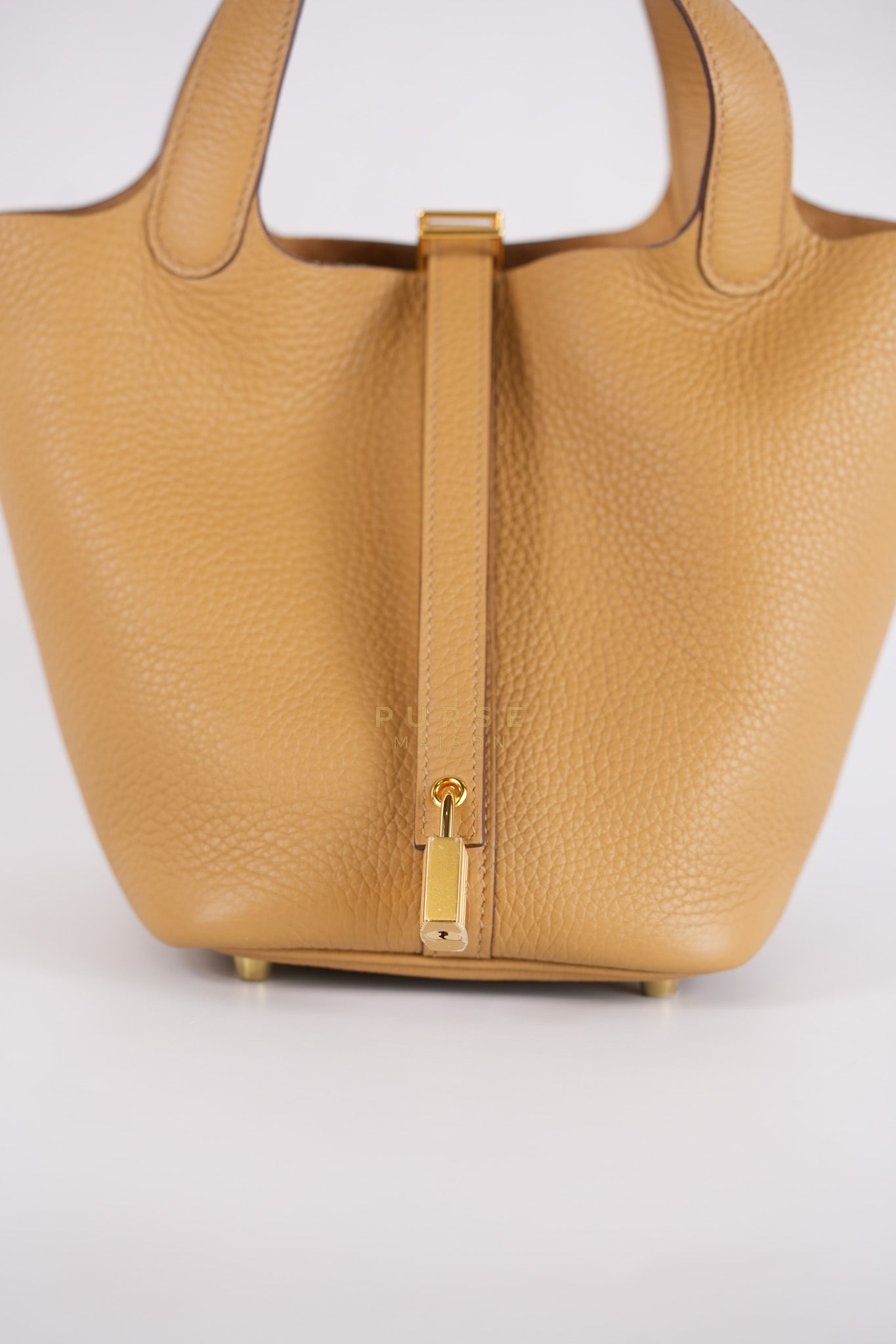 Picotin 18 Biscuit in Clemence Taurillon Leather and Gold Hardware Stamp K (2025) | Purse Maison Luxury Bags Shop