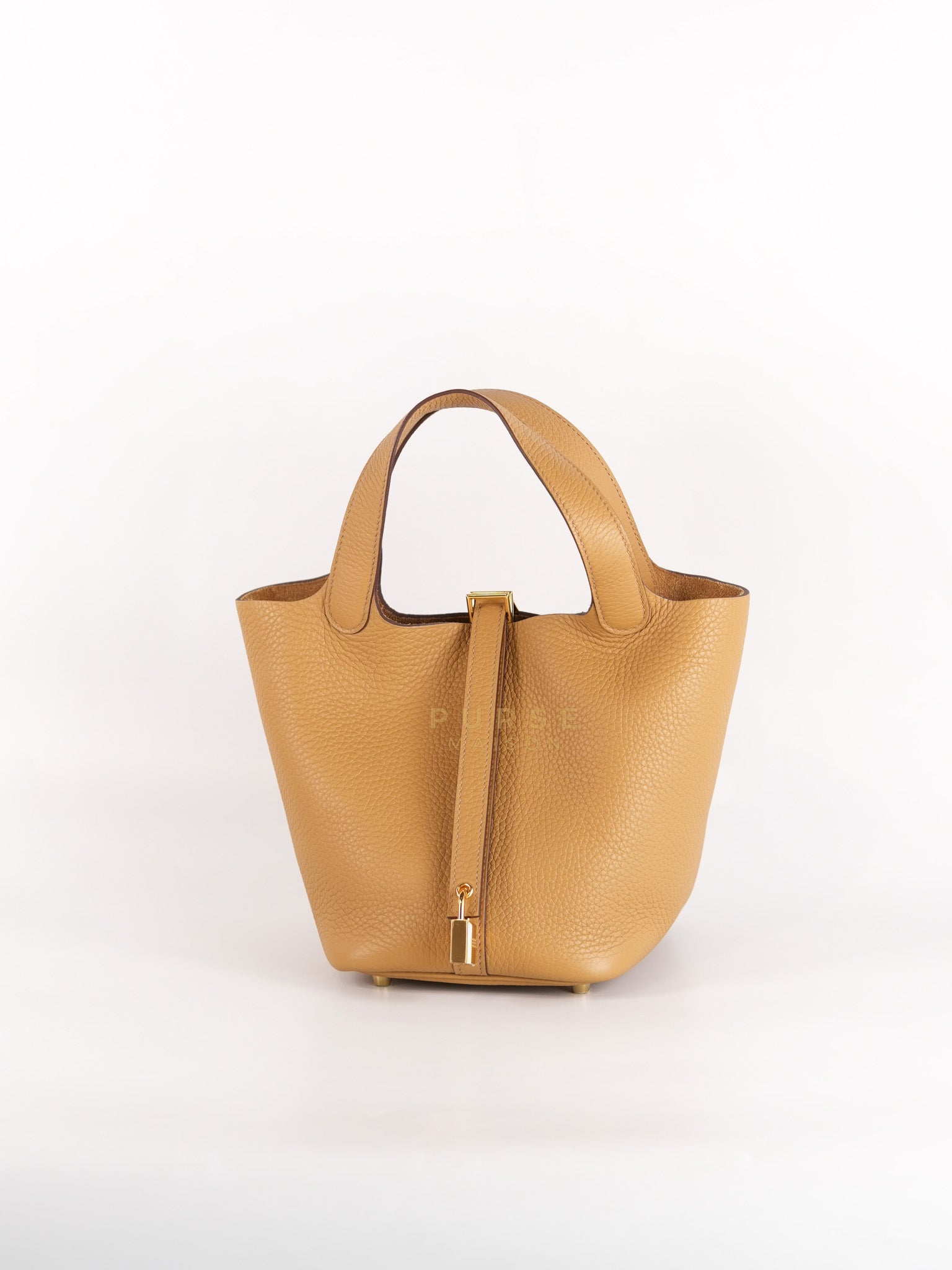 Picotin 18 Biscuit in Clemence Taurillon Leather and Gold Hardware Stamp K (2025) | Purse Maison Luxury Bags Shop