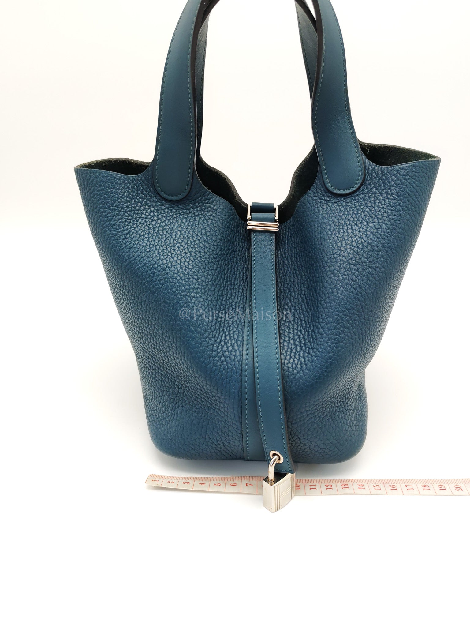 Picotin 18 Blue Colvert Clemence/Swift Leather Palladium Hardware Stamp T(2015) | Purse Maison Luxury Bags Shop