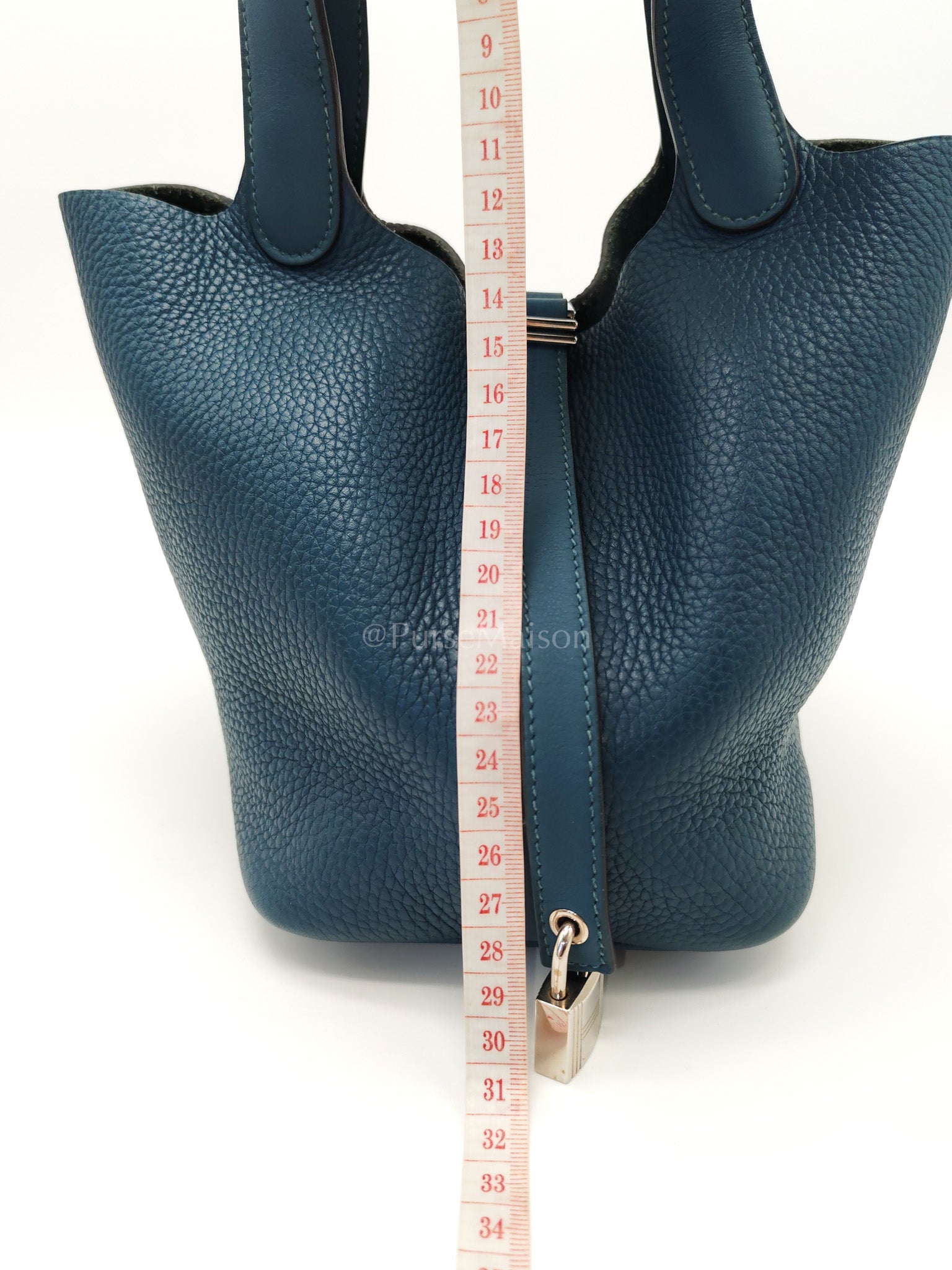 Picotin 18 Blue Colvert Clemence/Swift Leather Palladium Hardware Stamp T(2015) | Purse Maison Luxury Bags Shop