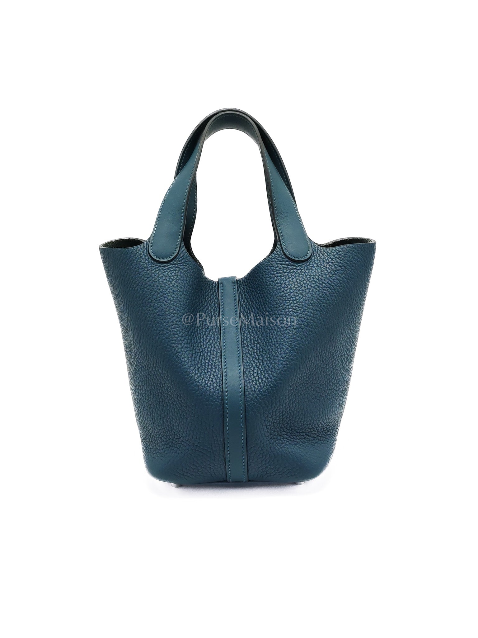 Picotin 18 Blue Colvert Clemence/Swift Leather Palladium Hardware Stamp T(2015) | Purse Maison Luxury Bags Shop