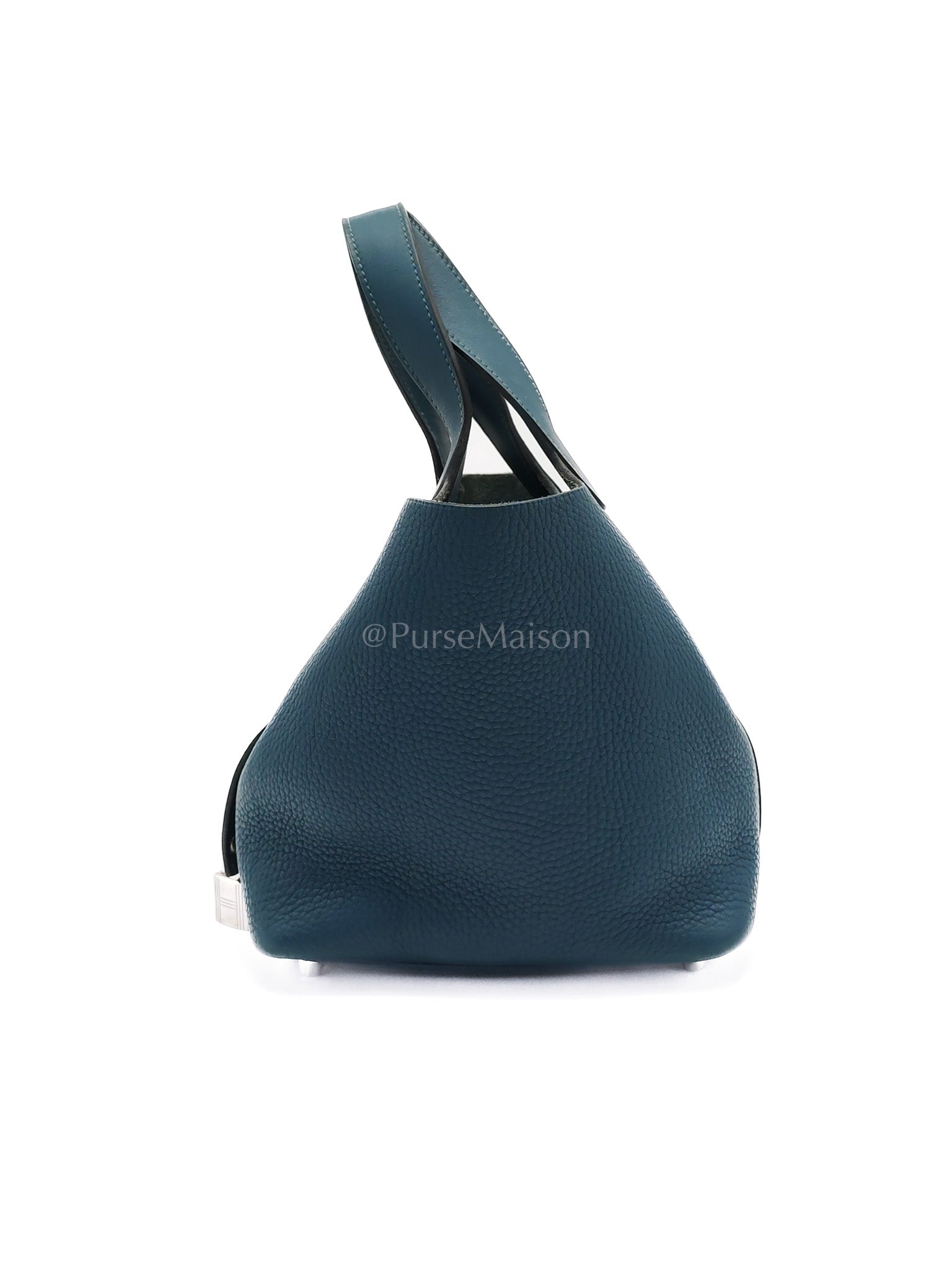 Picotin 18 Blue Colvert Clemence/Swift Leather Palladium Hardware Stamp T(2015) | Purse Maison Luxury Bags Shop