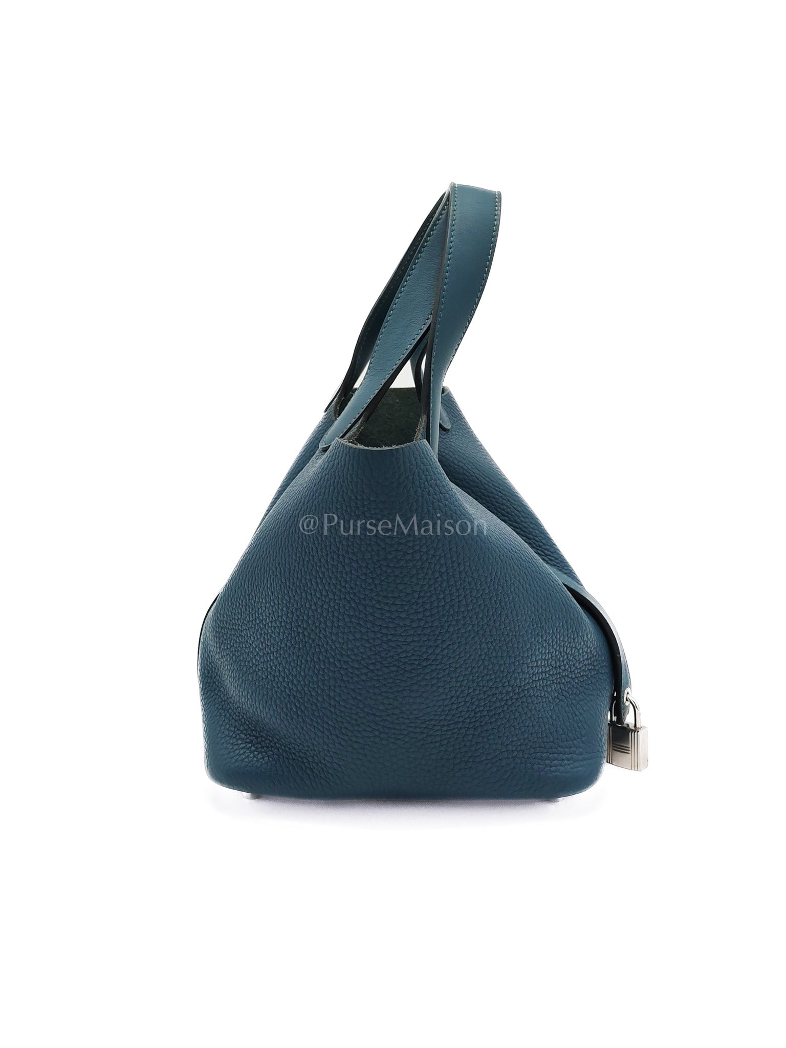 Picotin 18 Blue Colvert Clemence/Swift Leather Palladium Hardware Stamp T(2015) | Purse Maison Luxury Bags Shop