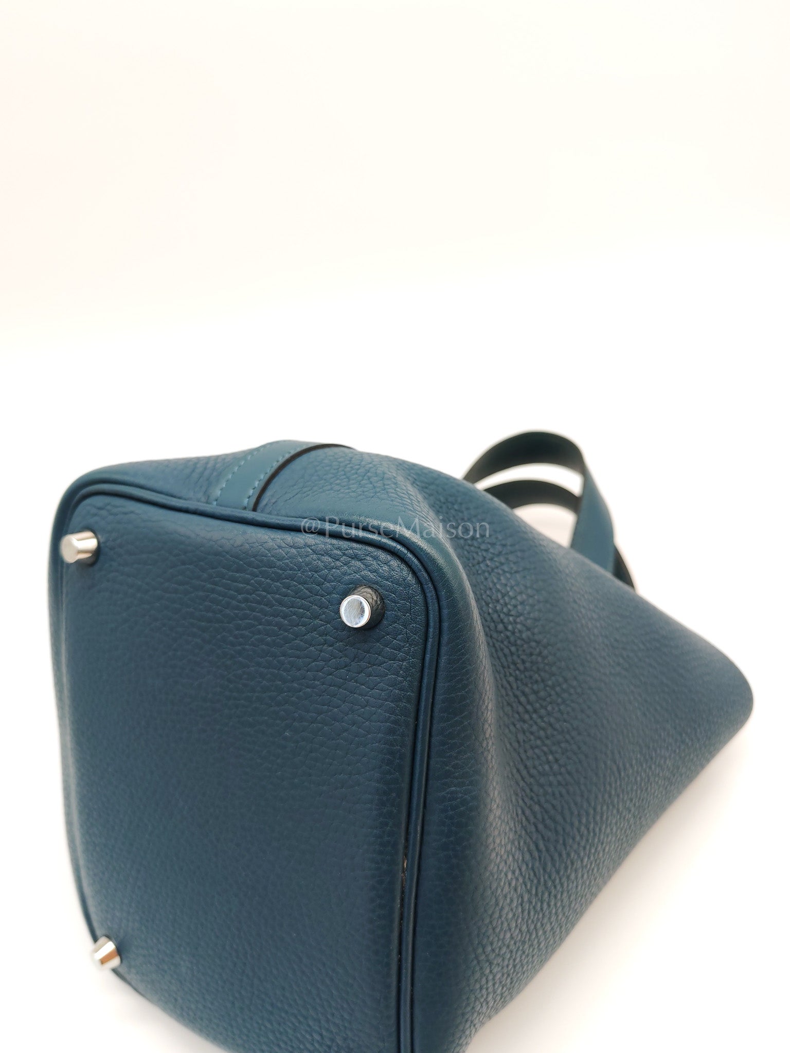 Picotin 18 Blue Colvert Clemence/Swift Leather Palladium Hardware Stamp T(2015) | Purse Maison Luxury Bags Shop