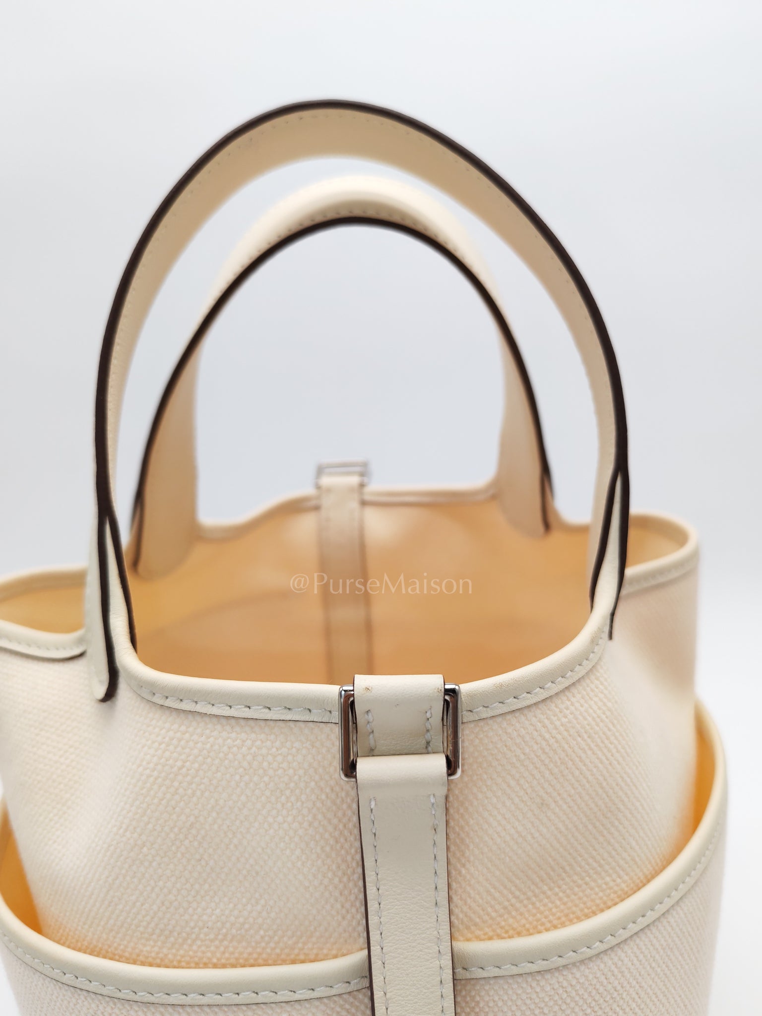 Picotin 18 Cargo in Nata Canvas and Palladium Hardware Stamp W (2024) | Purse Maison Luxury Bags Shop