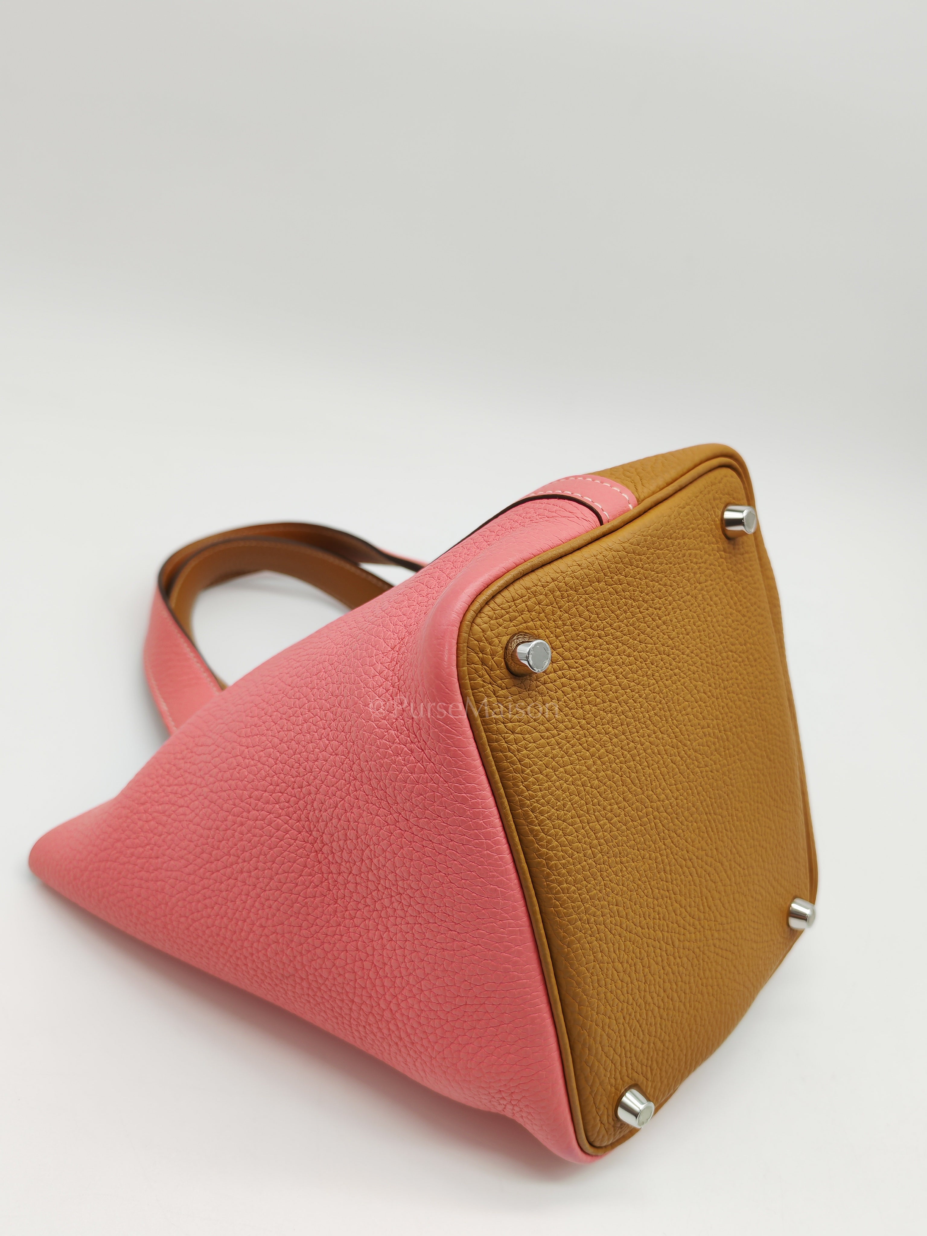 Picotin 18 Casaque in Gold and Rose Azalee Clemence Leather and Palladium Hardware Stamp Y (2020) | Purse Maison Luxury Bags Shop