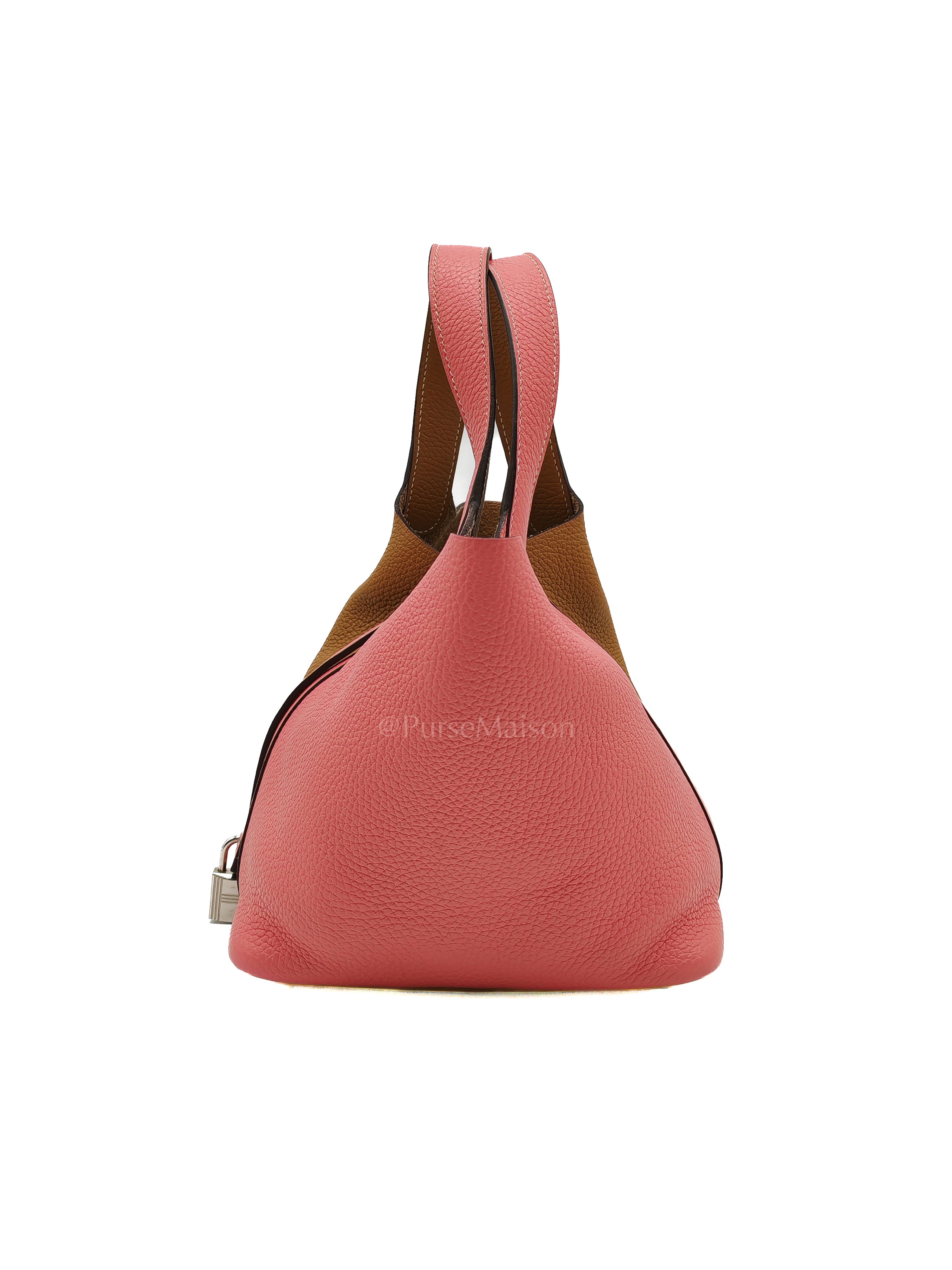Picotin 18 Casaque in Gold and Rose Azalee Clemence Leather and Palladium Hardware Stamp Y (2020) | Purse Maison Luxury Bags Shop