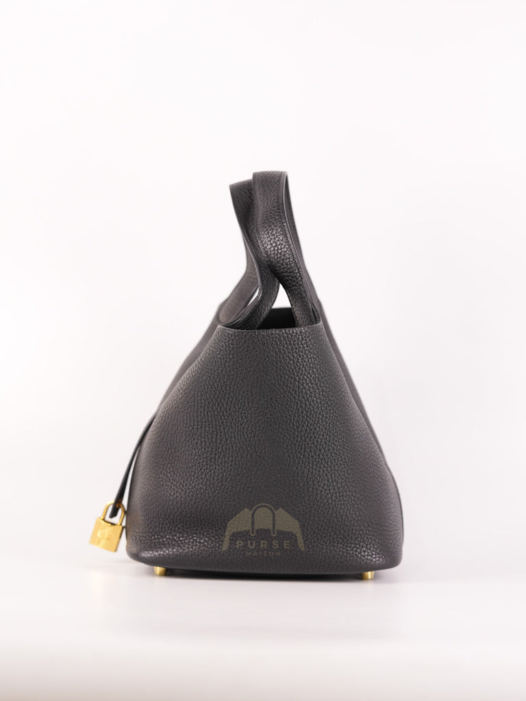 Picotin 18 in Black Clemence Leather and Gold Hardware Stamp Y (2020) | Purse Maison Luxury Bags Shop