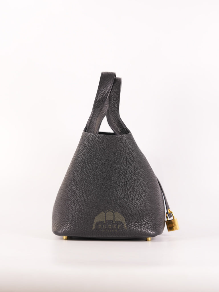 Picotin 18 in Black Clemence Leather and Gold Hardware Stamp Y (2020) | Purse Maison Luxury Bags Shop