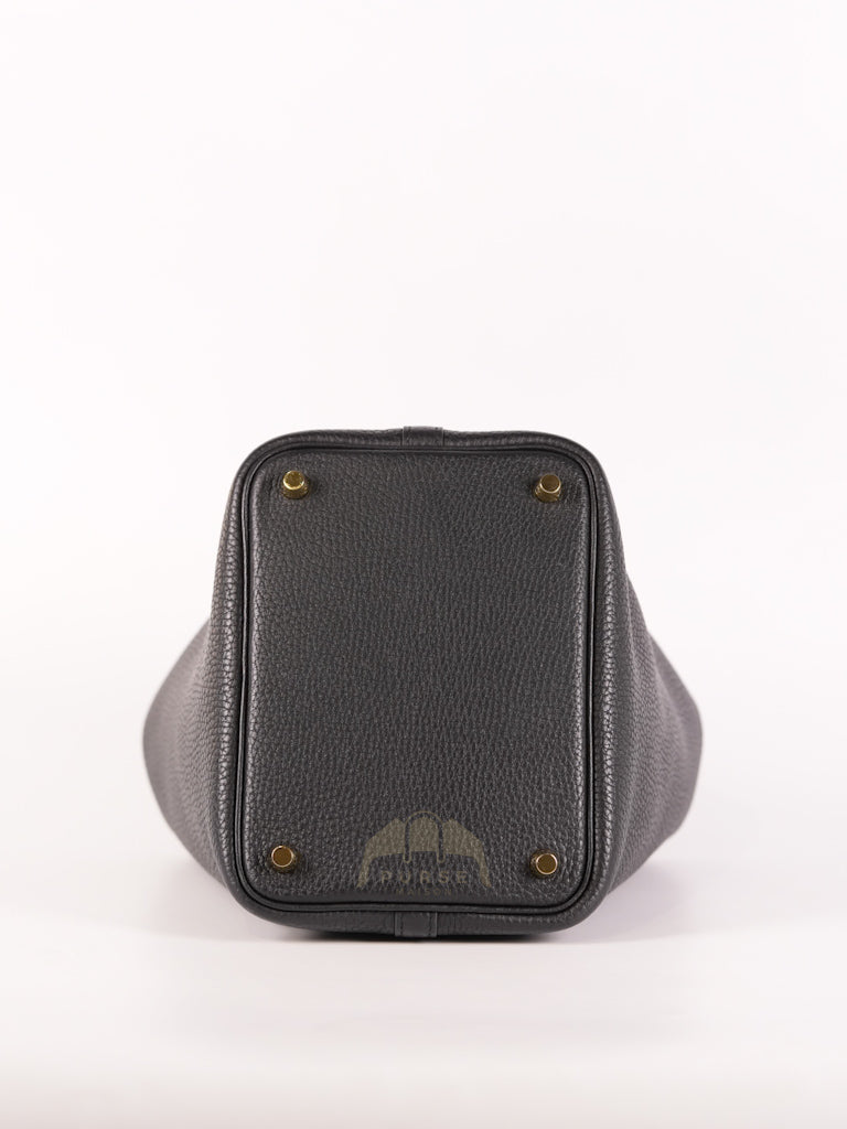 Picotin 18 in Black Clemence Leather and Gold Hardware Stamp Y (2020) | Purse Maison Luxury Bags Shop