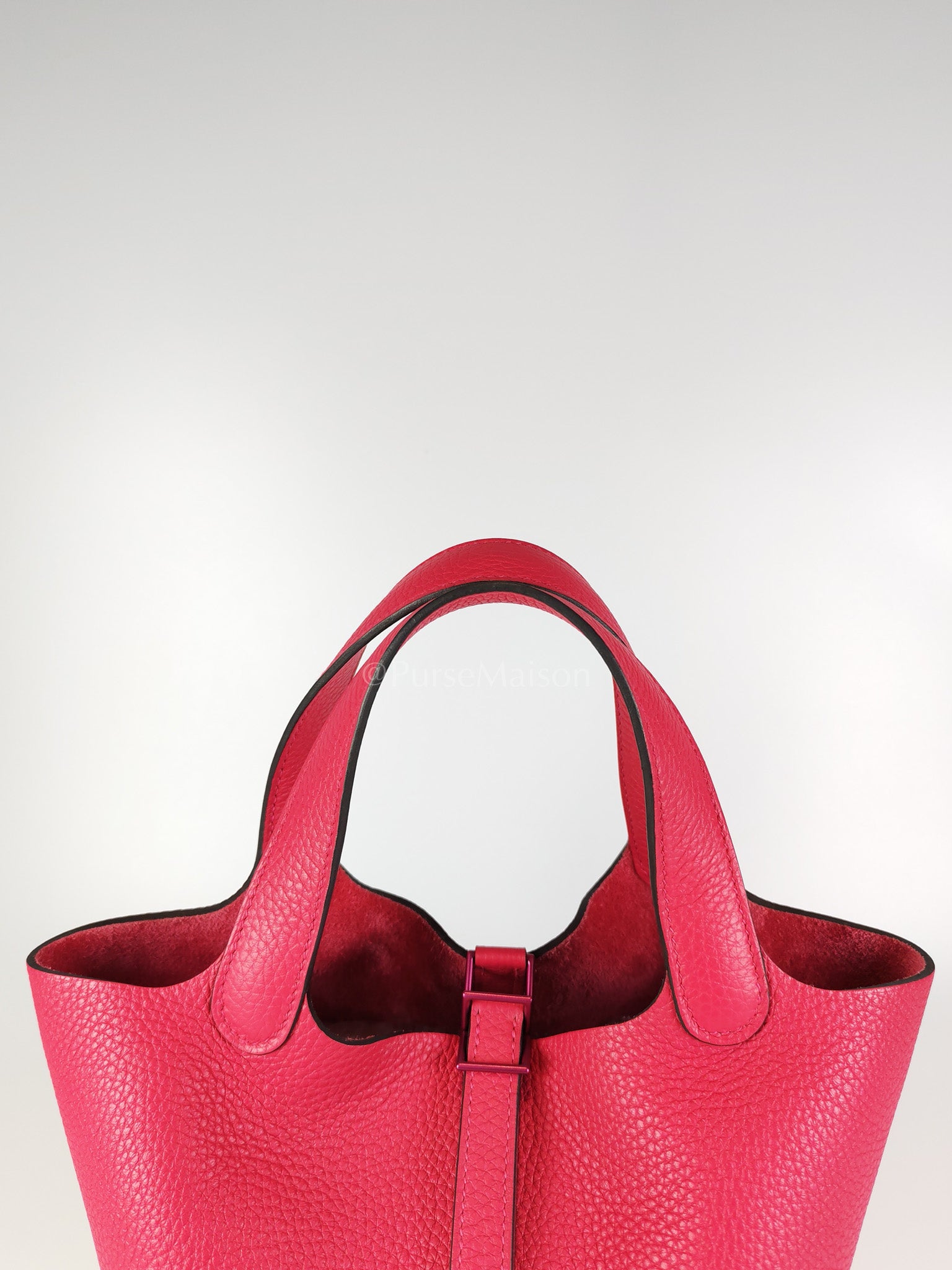 Picotin 18 in Rose Mexico Clemence Leather Monochrome Hardware (Stamp U) | Purse Maison Luxury Bags Shop