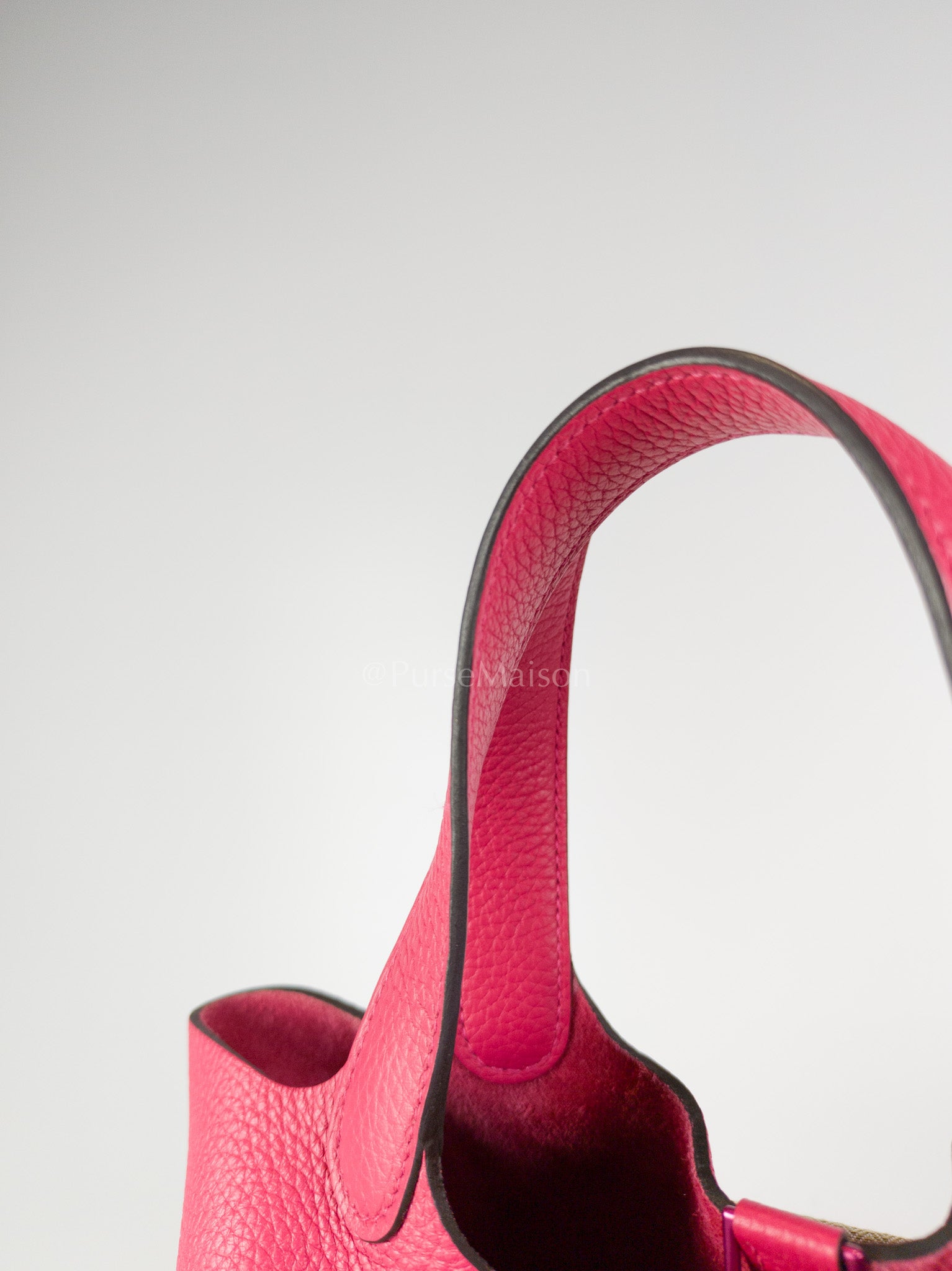 Picotin 18 in Rose Mexico Clemence Leather Monochrome Hardware (Stamp U) | Purse Maison Luxury Bags Shop