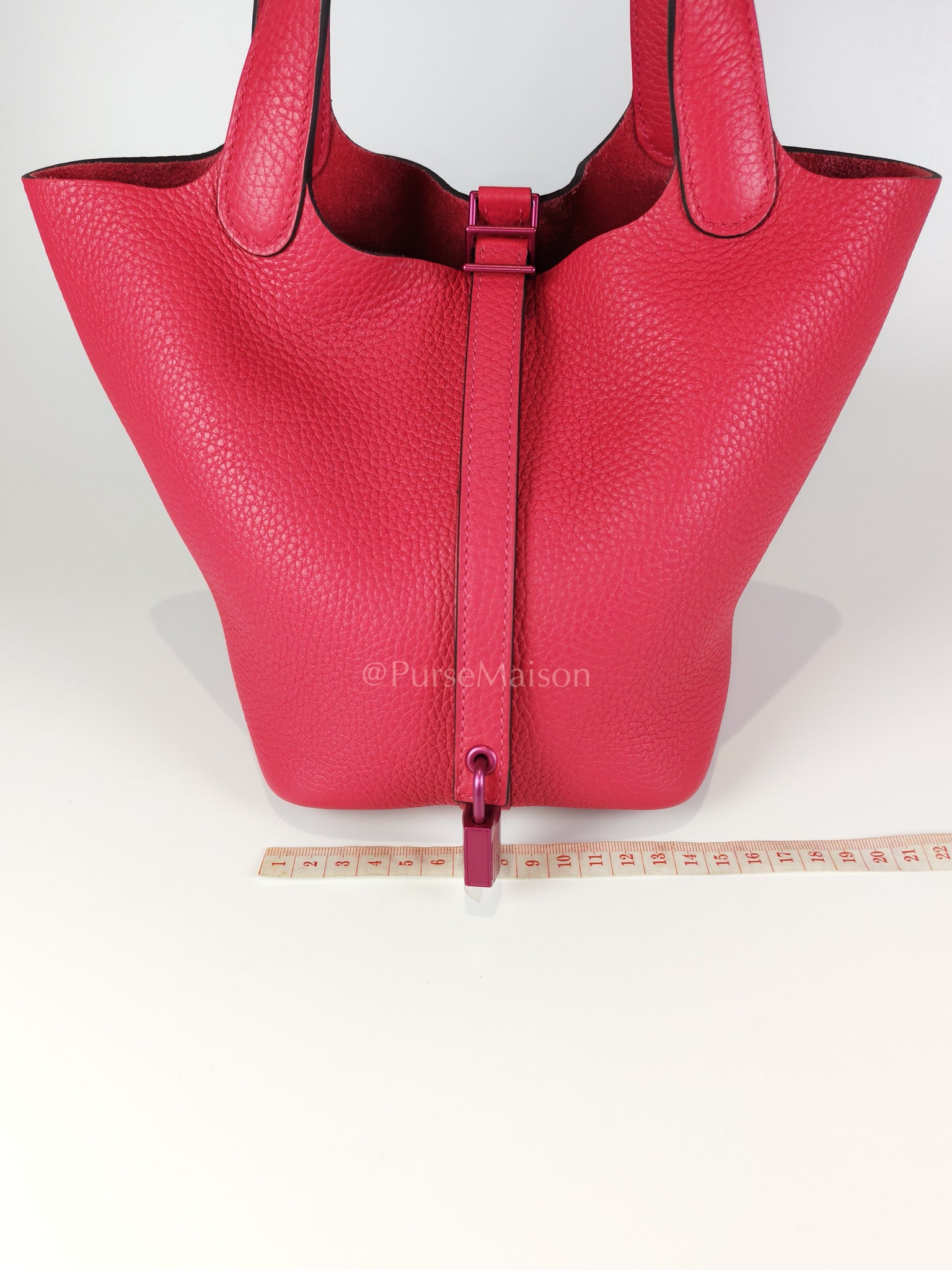 Picotin 18 in Rose Mexico Clemence Leather Monochrome Hardware (Stamp U) | Purse Maison Luxury Bags Shop