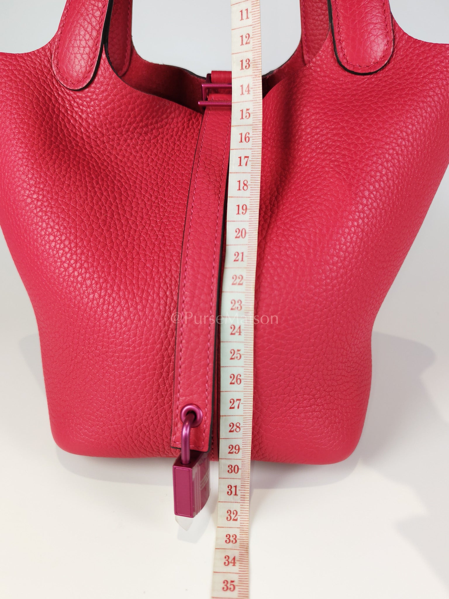 Picotin 18 in Rose Mexico Clemence Leather Monochrome Hardware (Stamp U) | Purse Maison Luxury Bags Shop