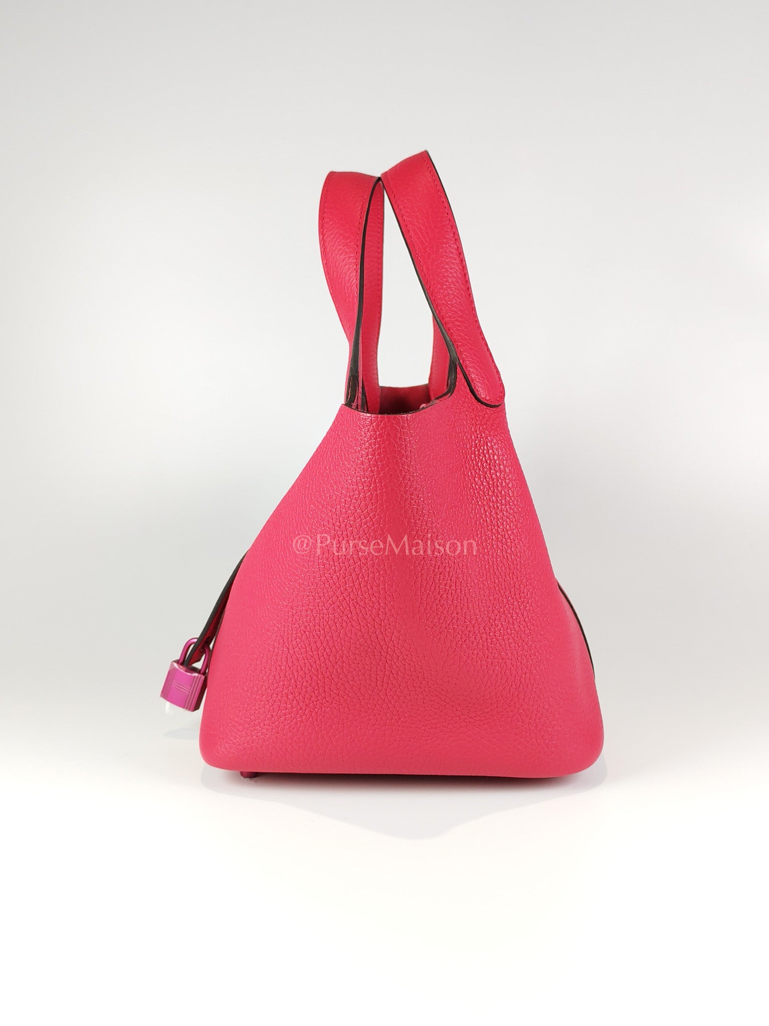 Picotin 18 in Rose Mexico Clemence Leather Monochrome Hardware (Stamp U) | Purse Maison Luxury Bags Shop