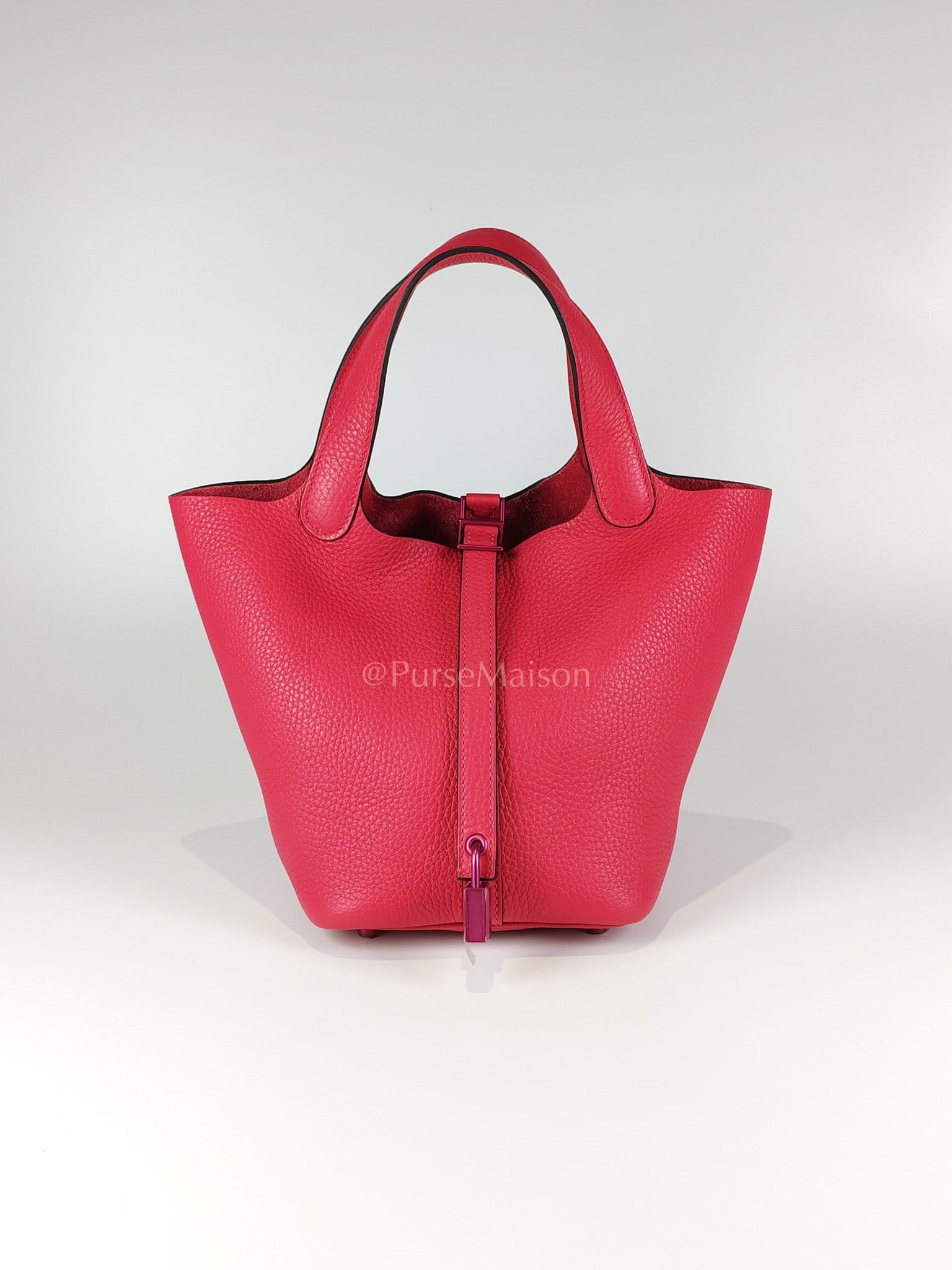 Picotin 18 in Rose Mexico Clemence Leather Monochrome Hardware (Stamp U) | Purse Maison Luxury Bags Shop