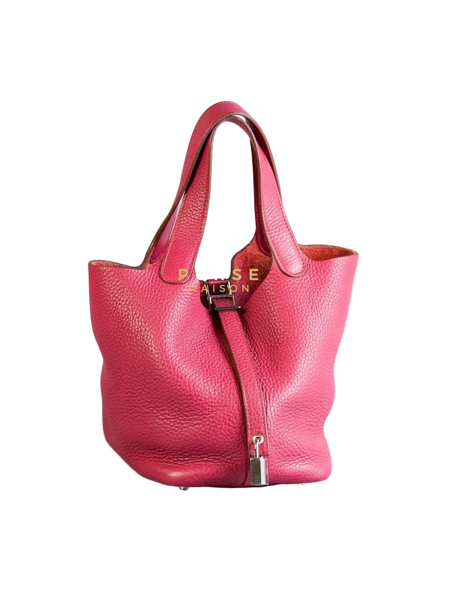 Picotin Micro in Rouge Grenat Clemence and Palladium Hardware Stamp Square R (2014) | Purse Maison Luxury Bags Shop