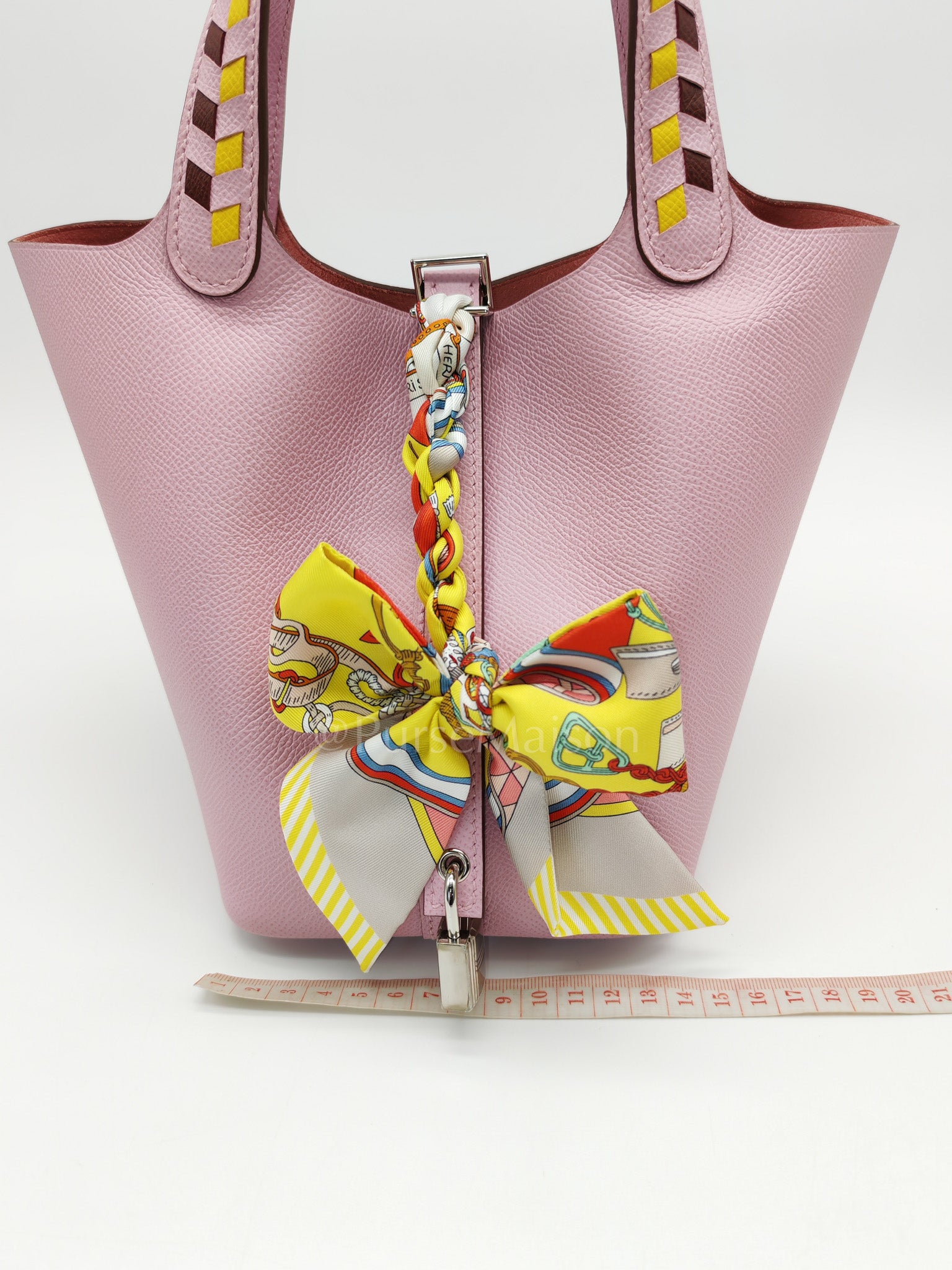 Picotin 18 Tressage Mauve Sylvestre Epsom Leather in palladium hardware Stamp D(2019) with Free Twilly | Purse Maison Luxury Bags Shop