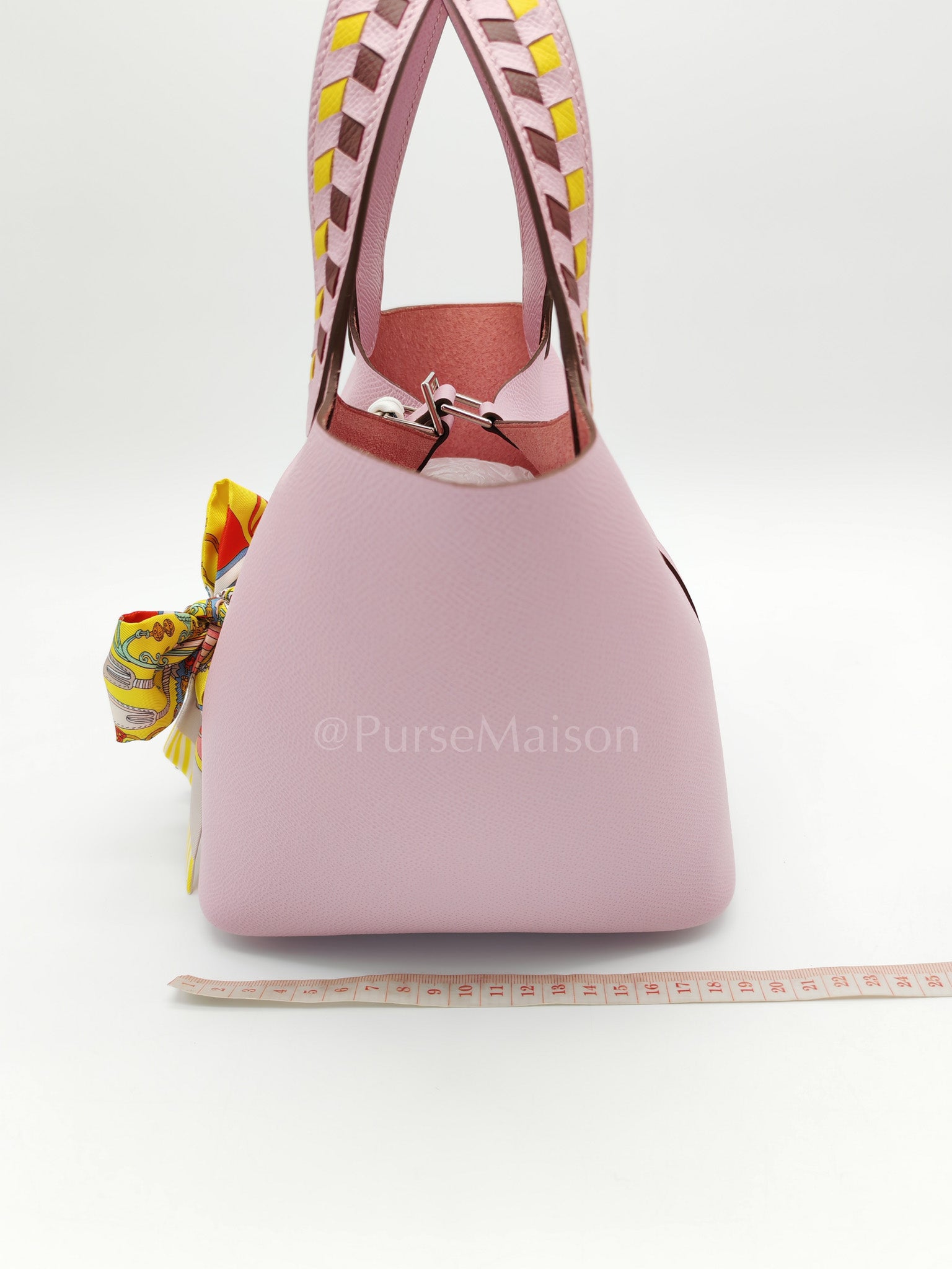 Picotin 18 Tressage Mauve Sylvestre Epsom Leather in palladium hardware Stamp D(2019) with Free Twilly | Purse Maison Luxury Bags Shop