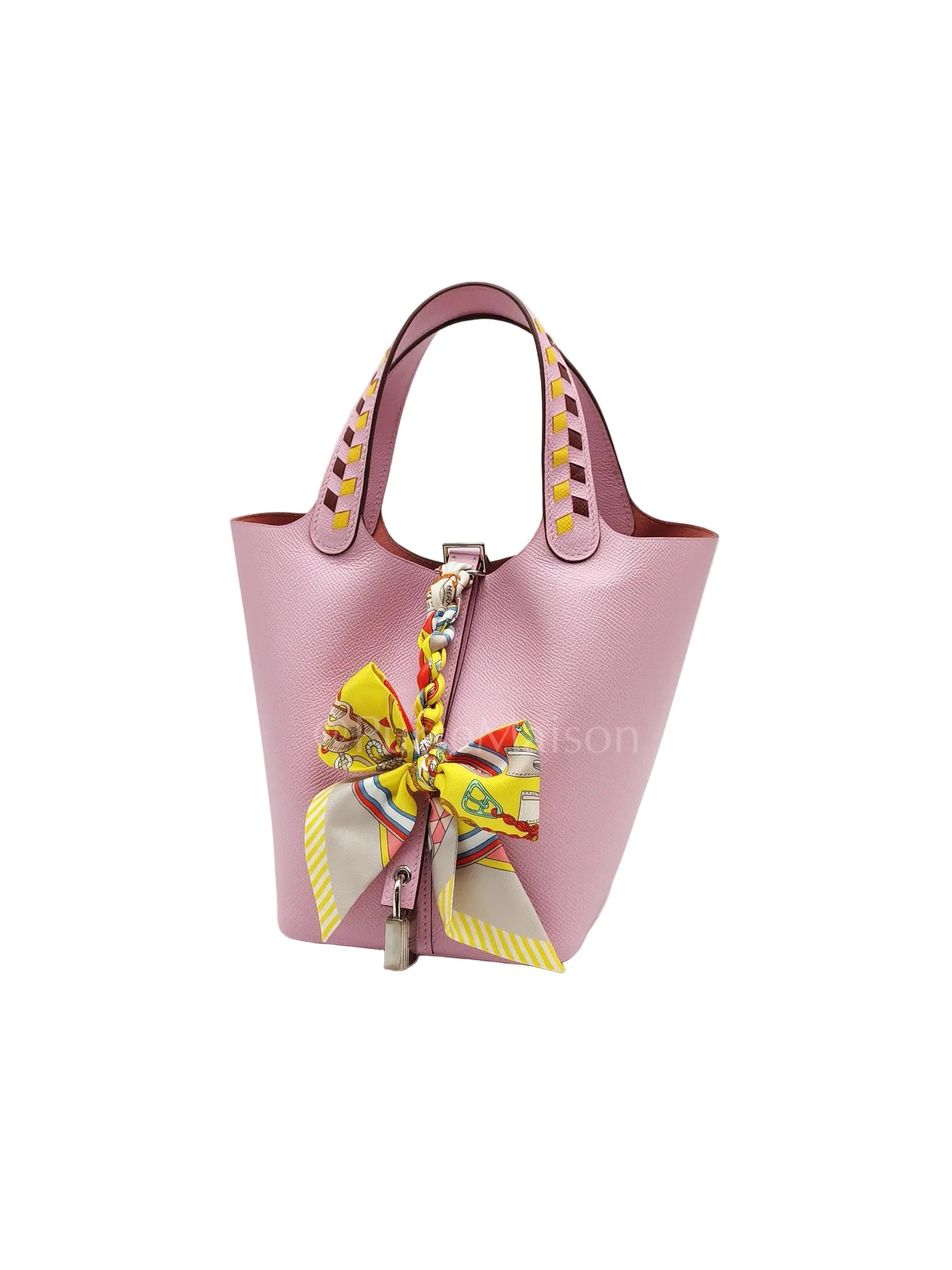 Picotin 18 Tressage Mauve Sylvestre Epsom Leather in palladium hardware Stamp D(2019) with Free Twilly | Purse Maison Luxury Bags Shop