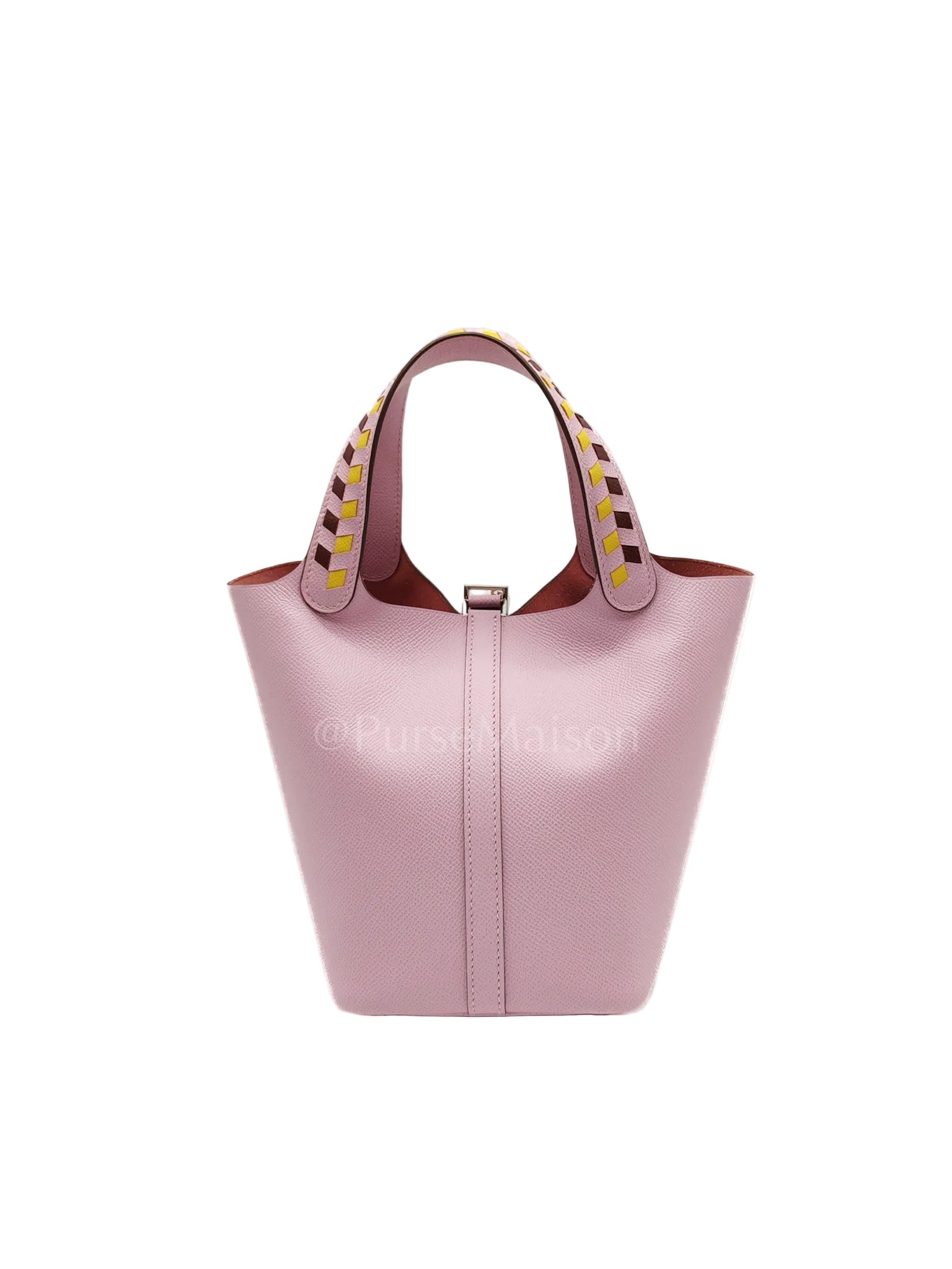 Picotin 18 Tressage Mauve Sylvestre Epsom Leather in palladium hardware Stamp D(2019) with Free Twilly | Purse Maison Luxury Bags Shop