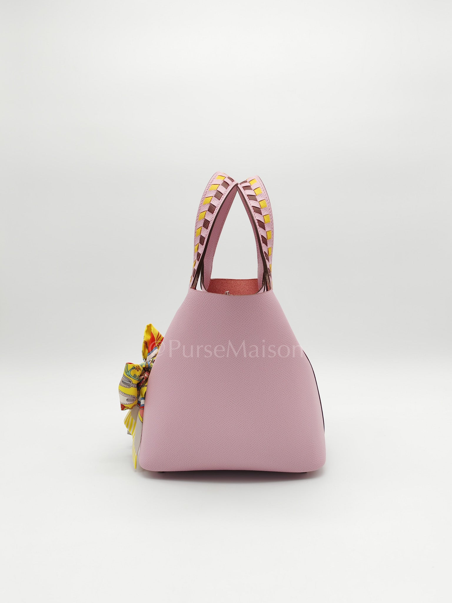 Picotin 18 Tressage Mauve Sylvestre Epsom Leather in palladium hardware Stamp D(2019) with Free Twilly | Purse Maison Luxury Bags Shop
