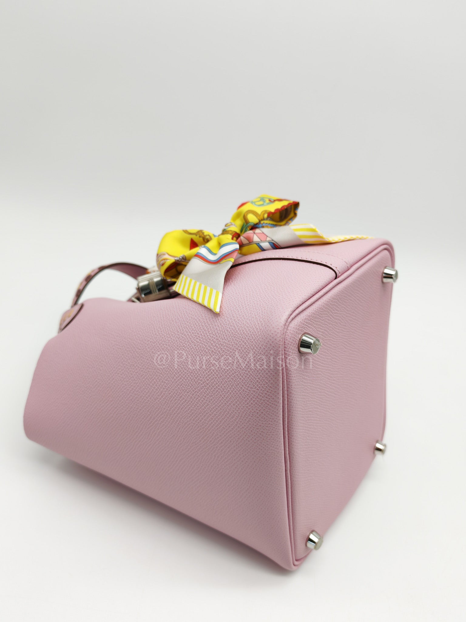 Picotin 18 Tressage Mauve Sylvestre Epsom Leather in palladium hardware Stamp D(2019) with Free Twilly | Purse Maison Luxury Bags Shop