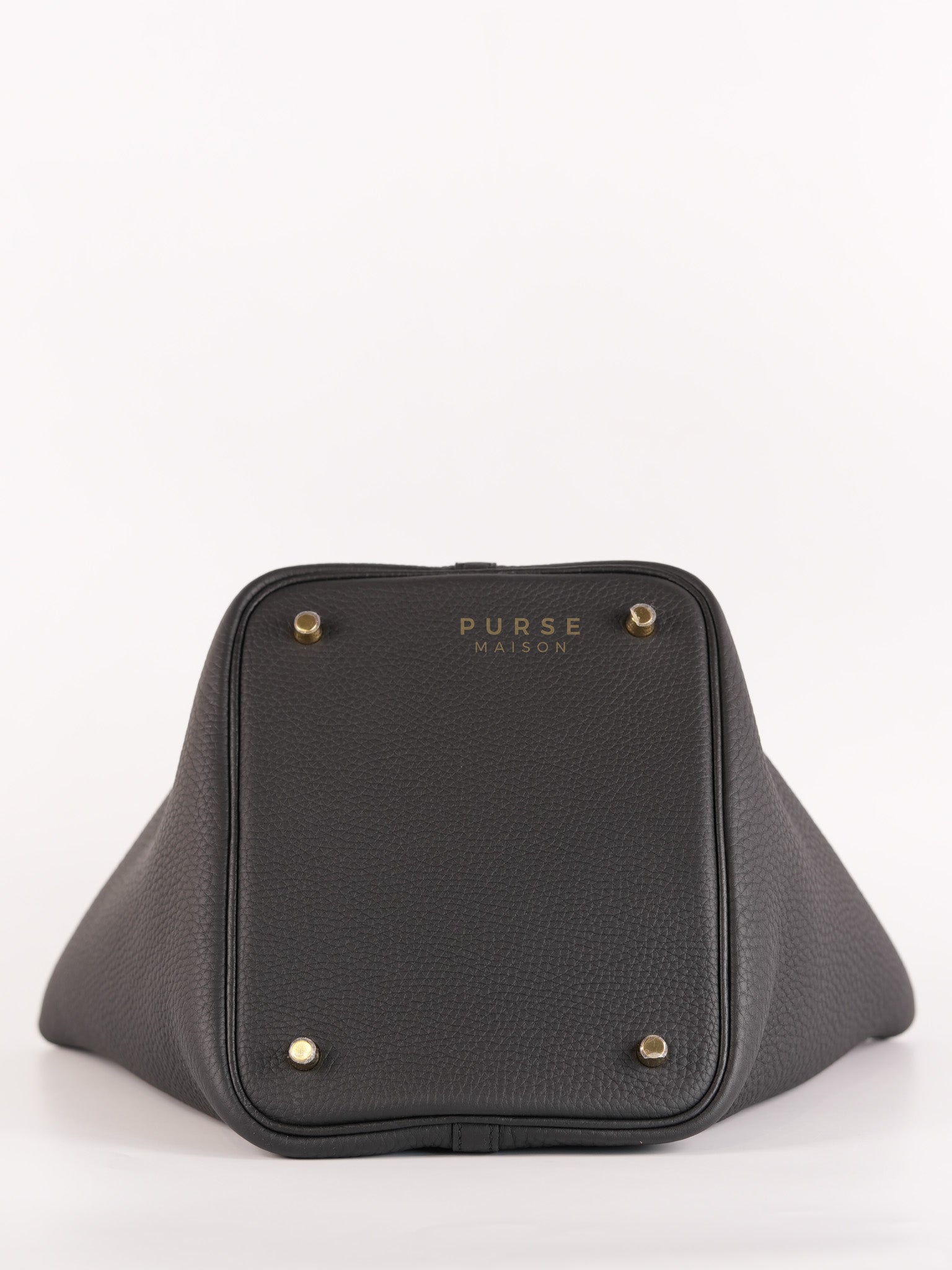 Picotin 22 in Black Clemence Leather and Gold Hardware Stamp K (2025) | Purse Maison Luxury Bags Shop