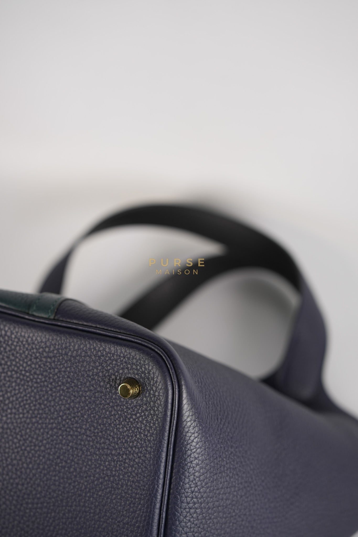 Picotin 22 in Blue/Green Clemence Leather & Gold Hardware Stamp Y (2020) | Purse Maison Luxury Bags Shop