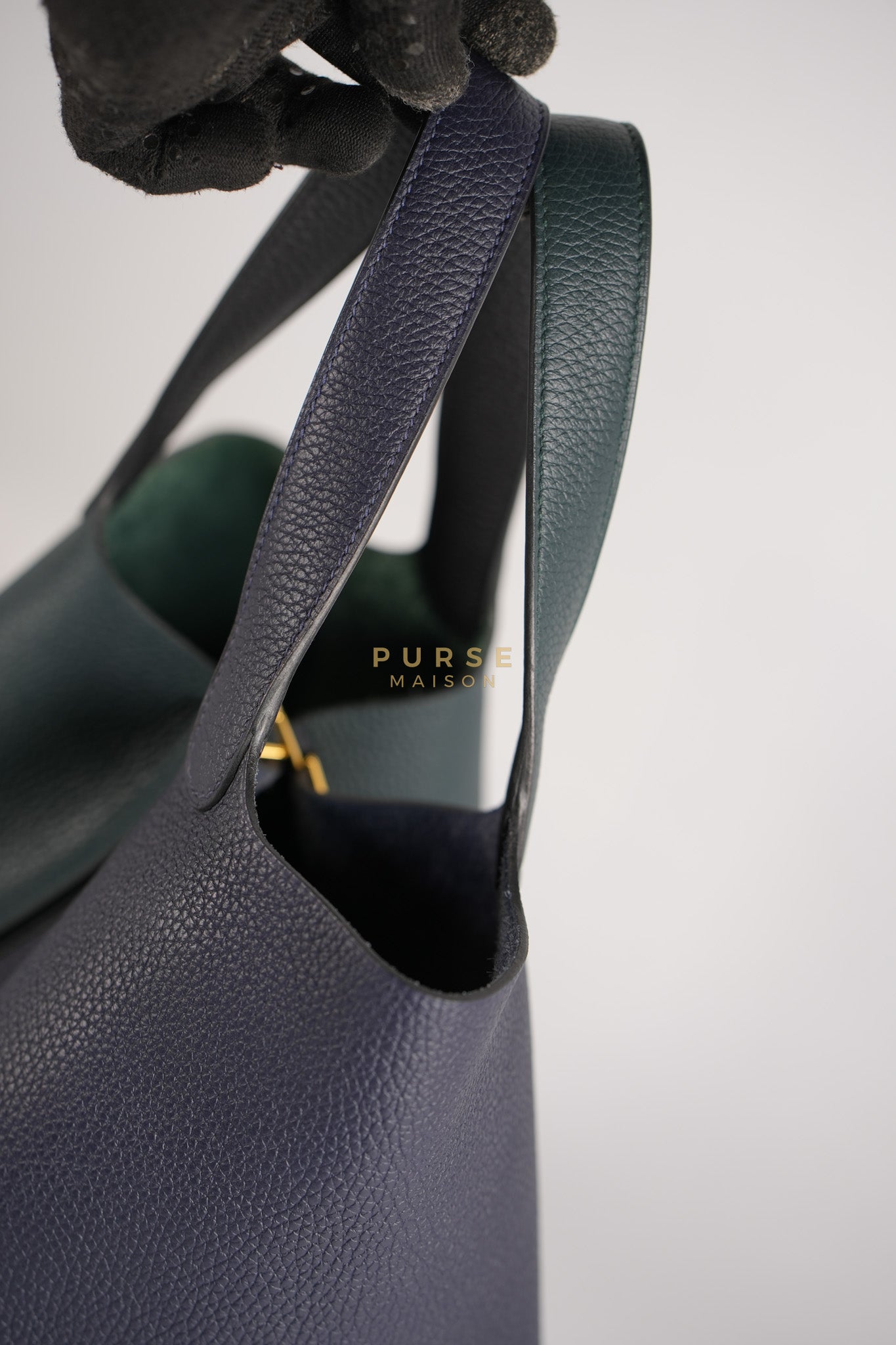 Picotin 22 in Blue/Green Clemence Leather & Gold Hardware Stamp Y (2020) | Purse Maison Luxury Bags Shop